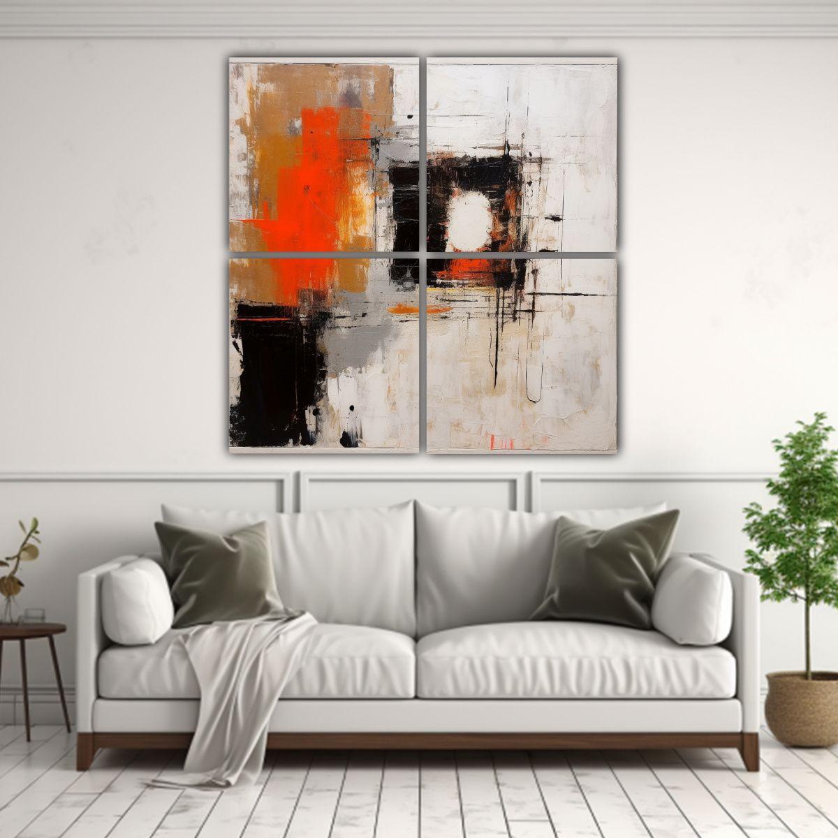 Cuatro Lienzos Tela Sublimada Ambiente Pintura 40x40 Cm-2