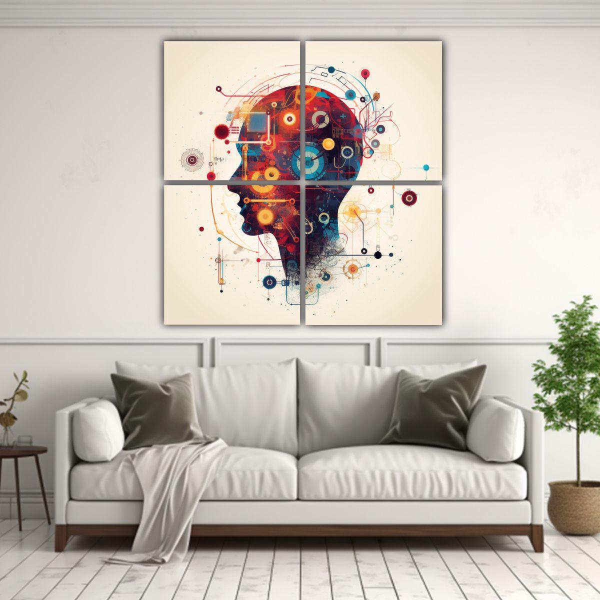 Cuatro Telas En Bastidor Minimalista De Alta 160x160 Cm-2