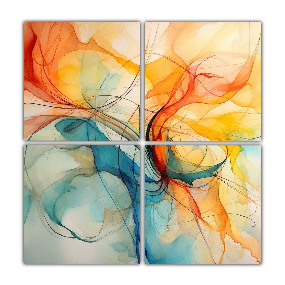 Pintura Abstracta Acuarela Para Decorar Cuarto 60x60 Cm-0