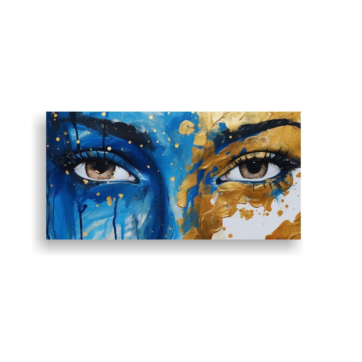 Cuadro Mujer Azul Y Oro Para Decoración 120x60cm-0