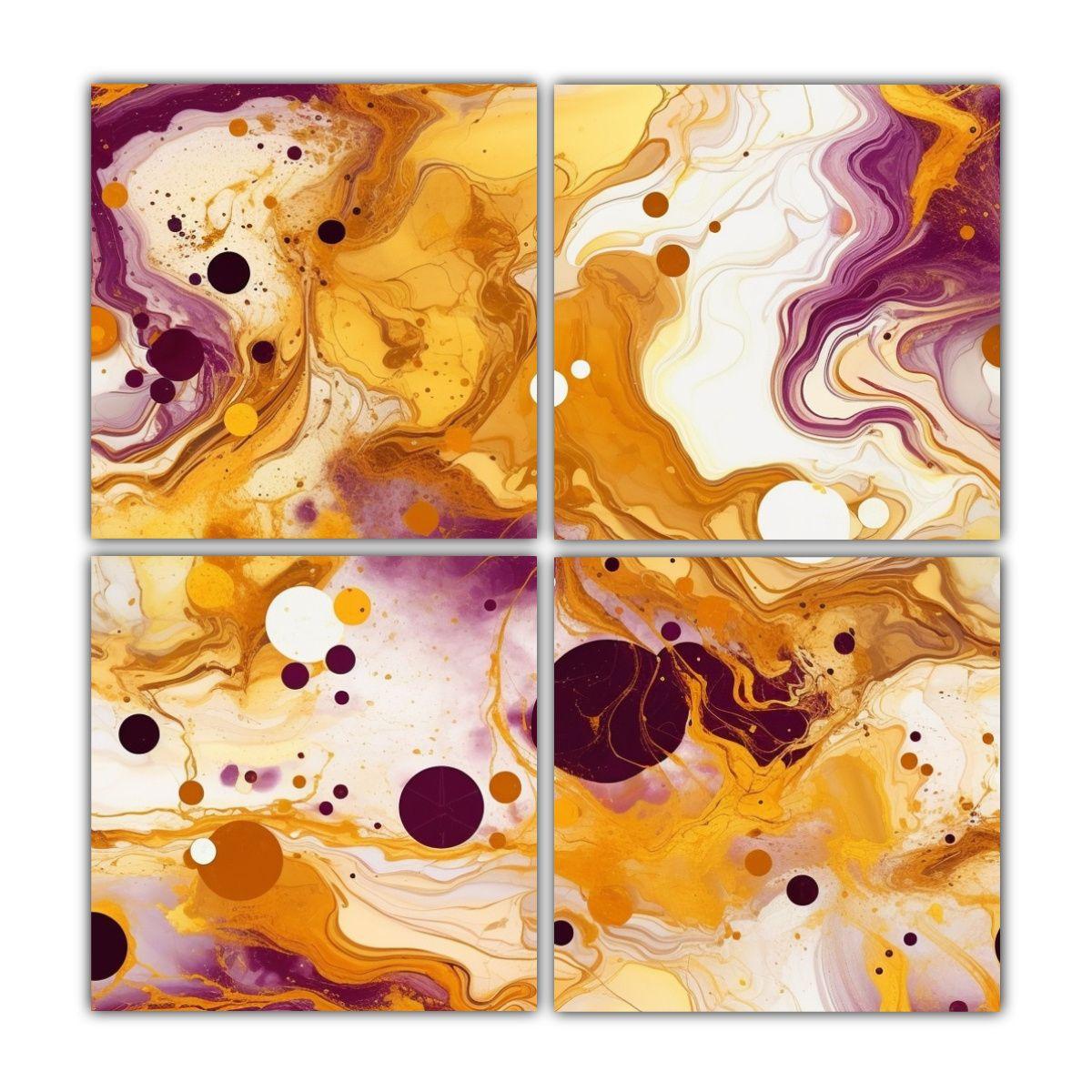 Cuatro Cuadros Expresión Visual Mármol 40x40 Cm-0