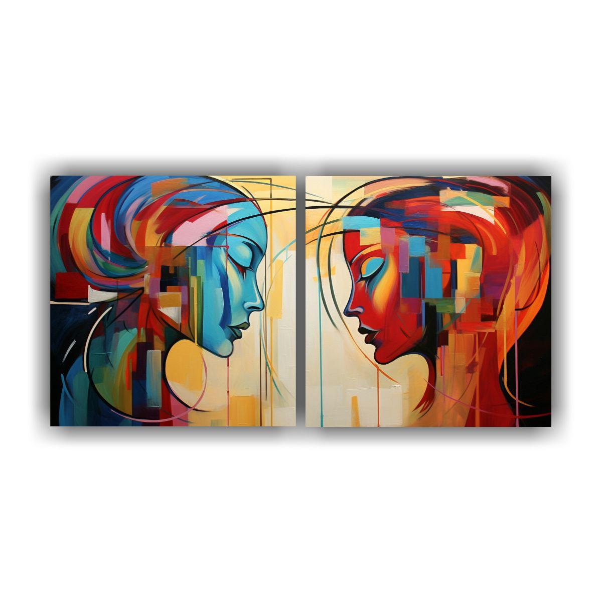 Cuadros Abstractos De Parejas Cálidas Y Modernas 40x20 Cm-0