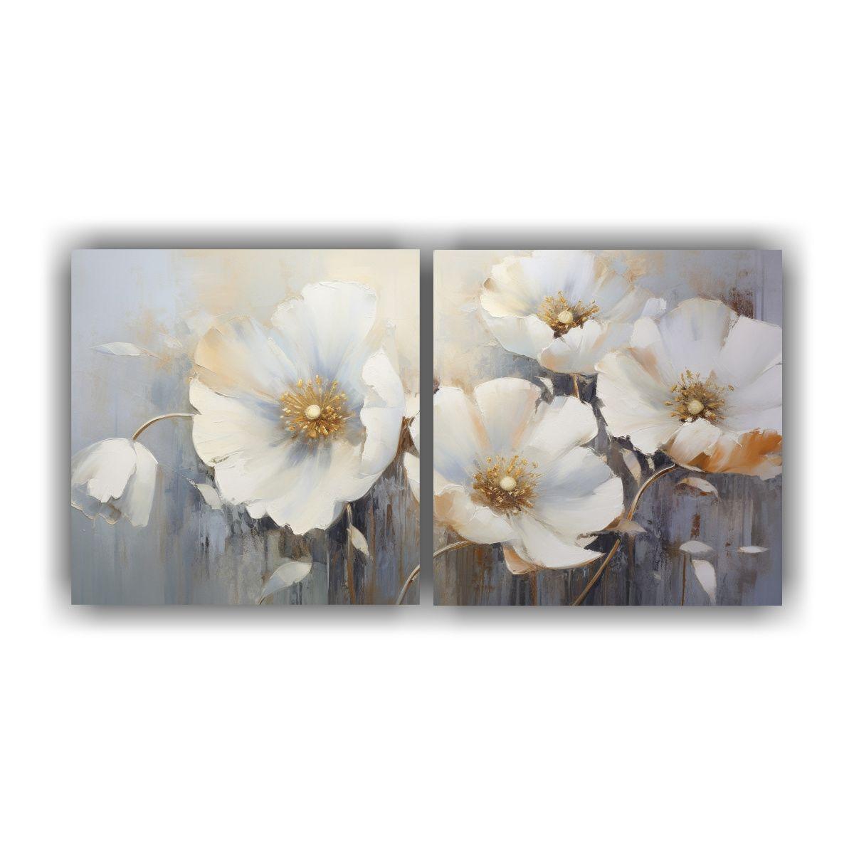 Cuadro De Amapolas Blancas En Estilo Decorativo 120x60 Cm-0