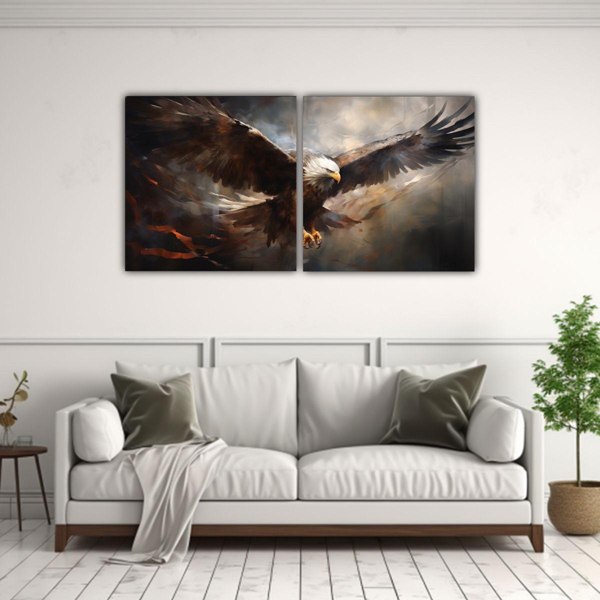 Poderoso Vuelo De Un águila Solitaria Pinturas 60x30 Cm-2