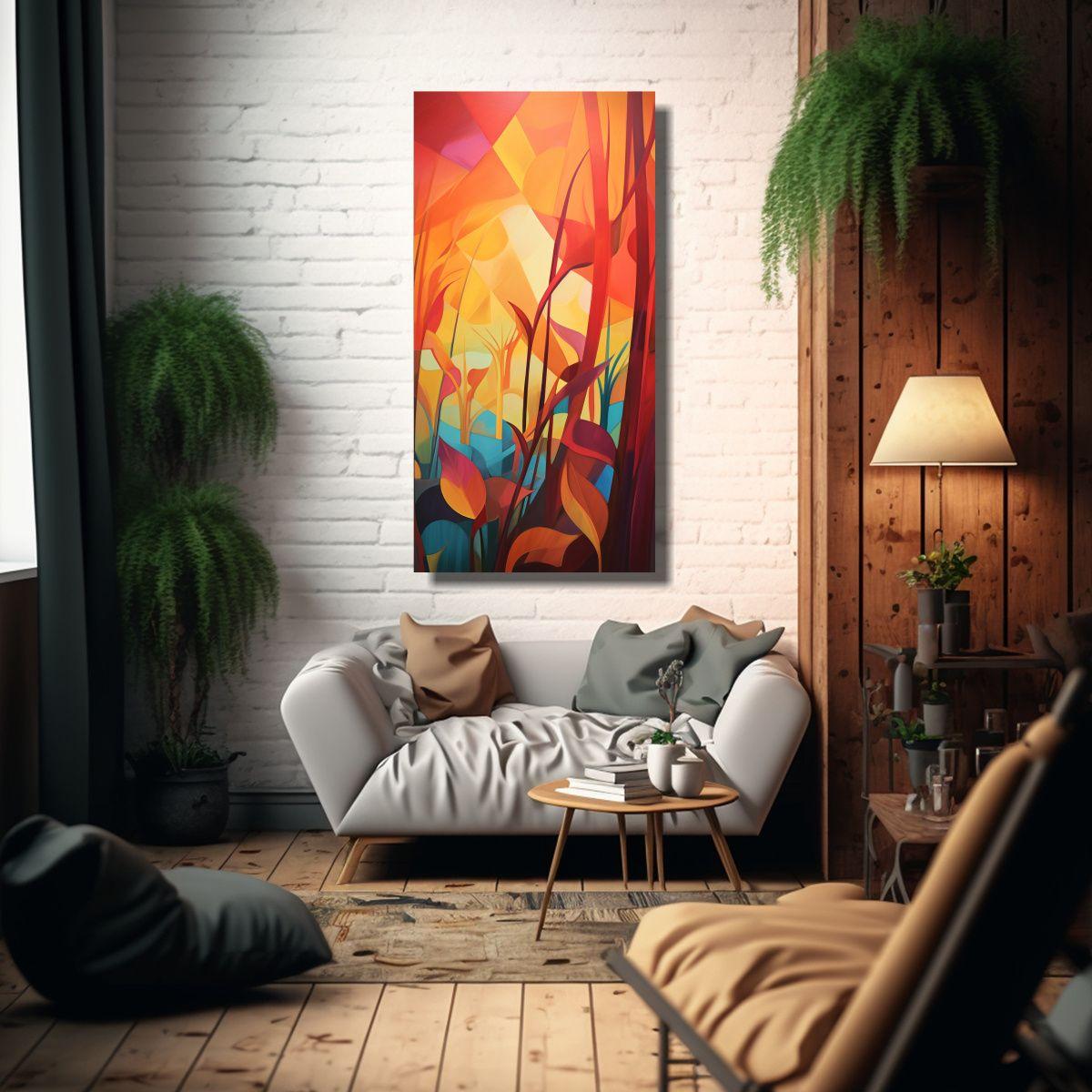 1 Cuadro Verano En La Tarde, Esencia Abstracta De 30x60 Cm-2