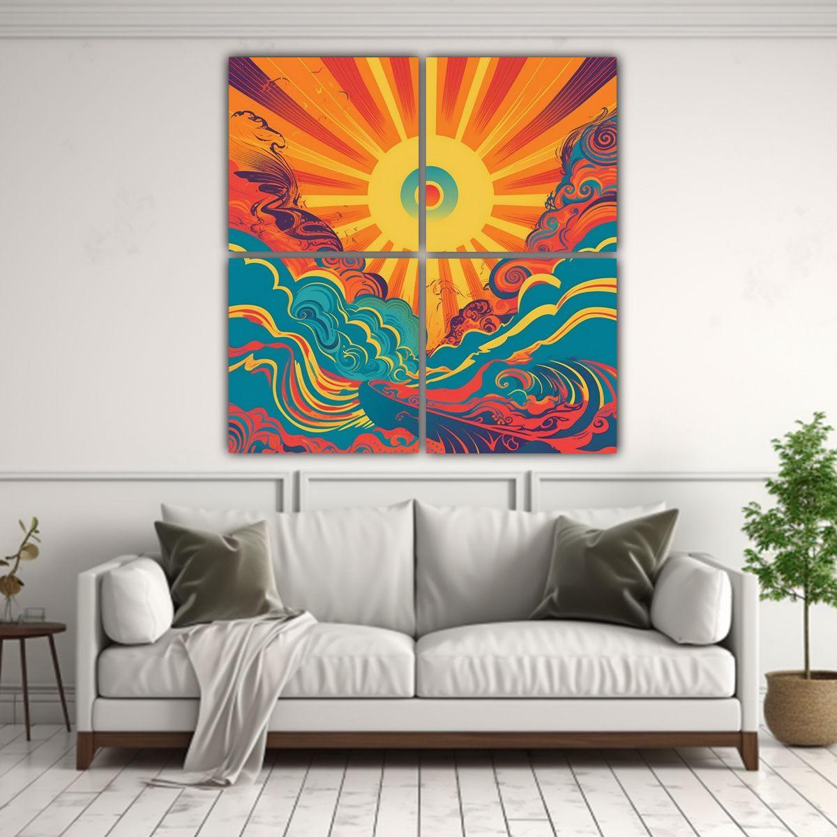 Artes De Pared Forma Salon Trippy Retro Print 40x40 Cm-2