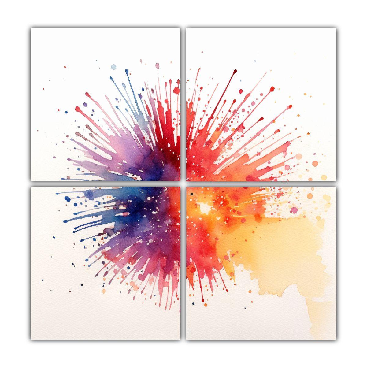 4 Lienzos Colores Arte Grafico Fuegos 180x180 Cm-0