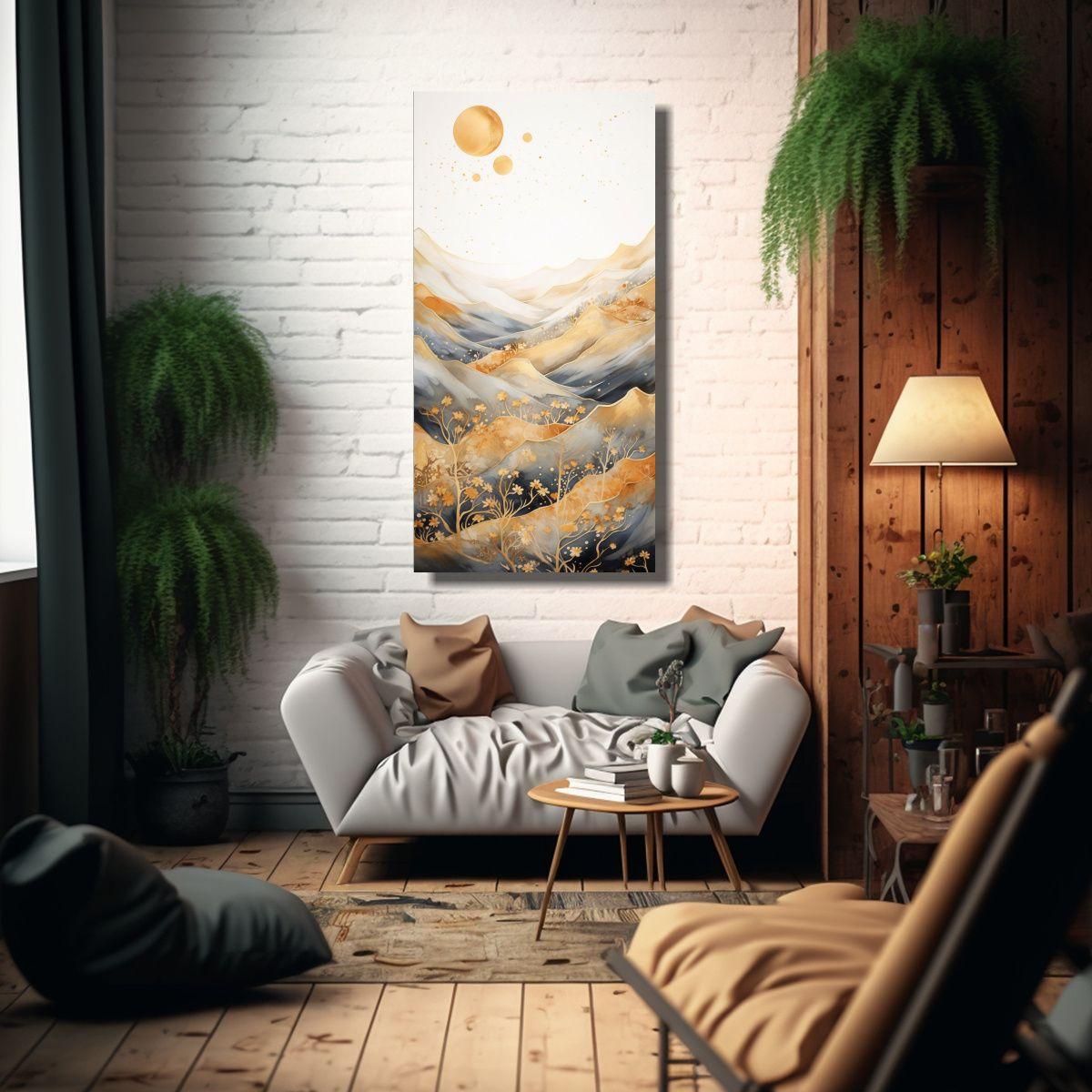 Cuadro Vanguardia Montaña Con Estilo Elegante 60x120cm-2