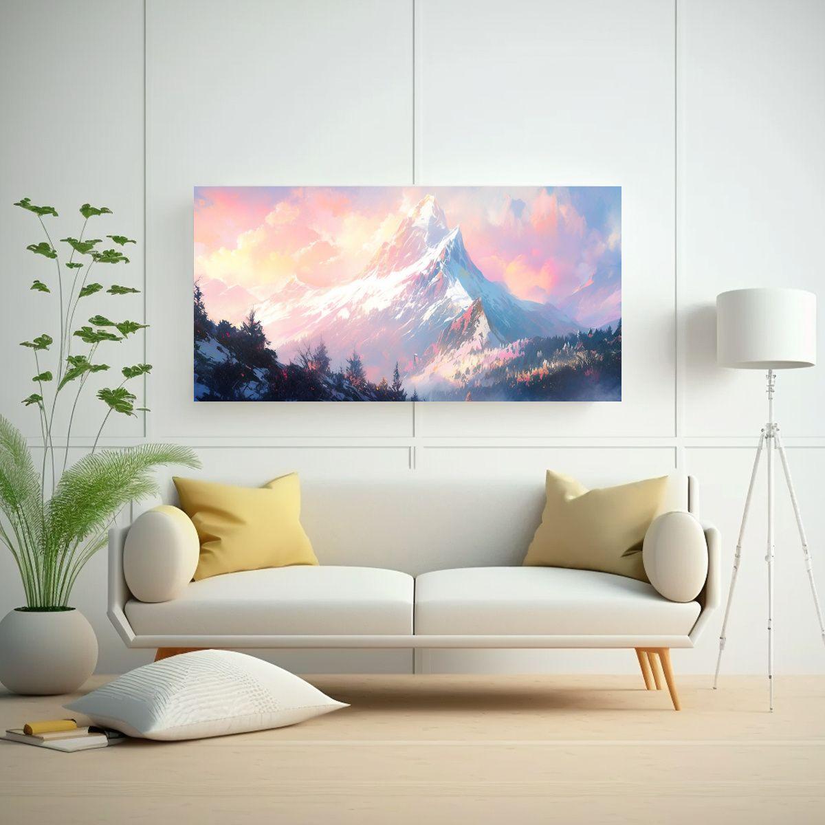 Cuadro Abstracto De Decoración: Montañas 160x80cm-2