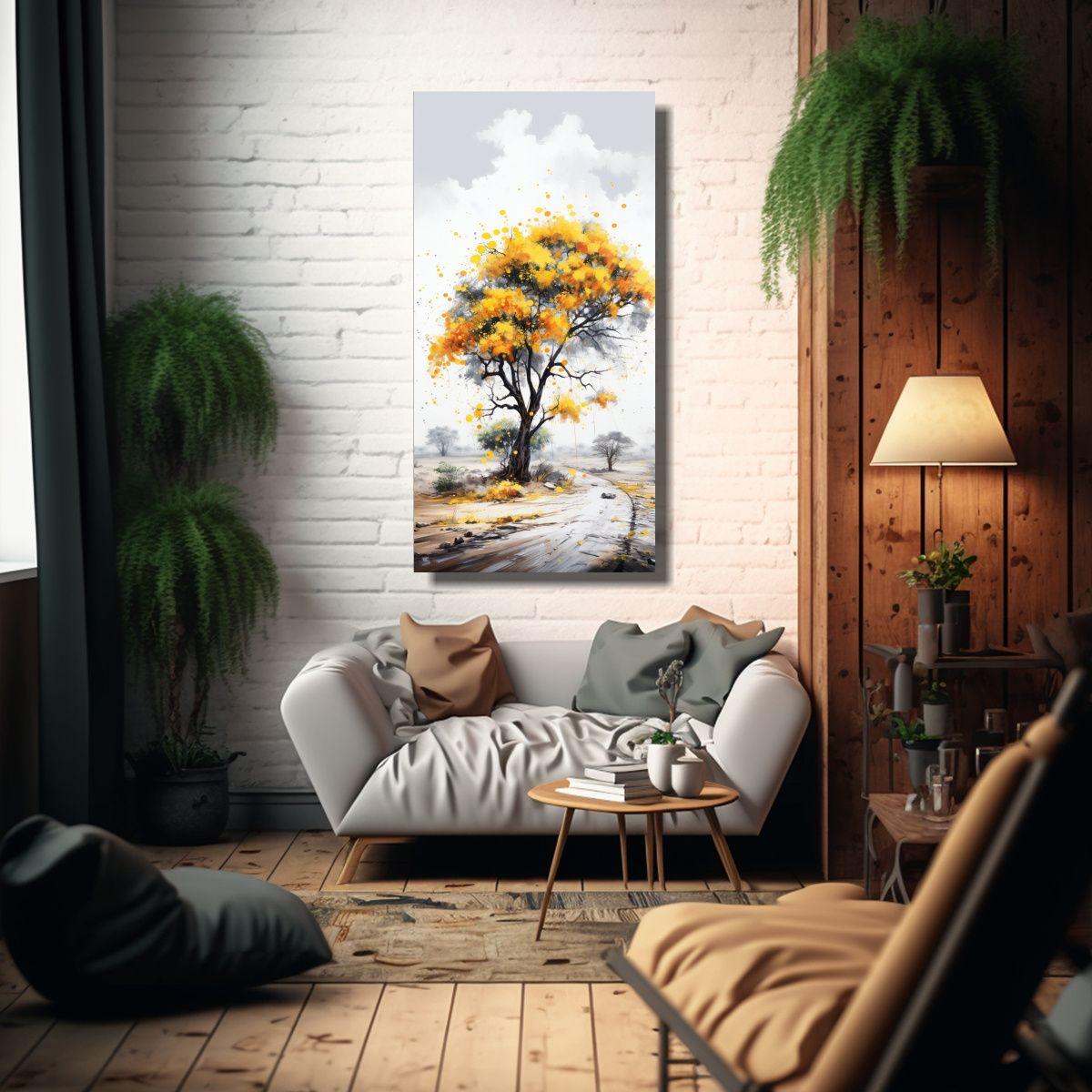 1 Cuadro Abstracto De Árbol De Acacia En Colores 50x100 Cm-2