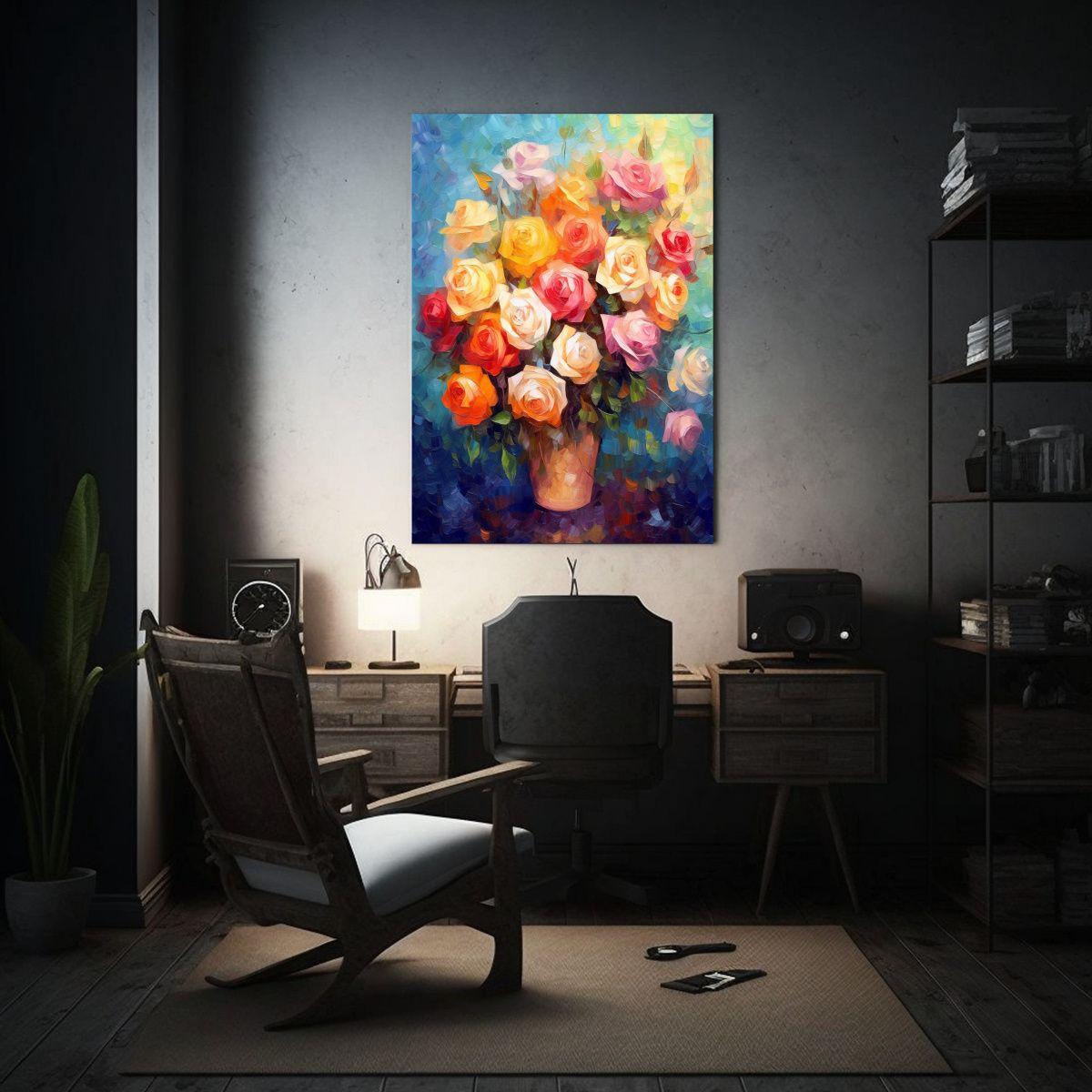 Cuadro De Rosas En Estilo De Vincent Van Gogh Y 30x40cm-2