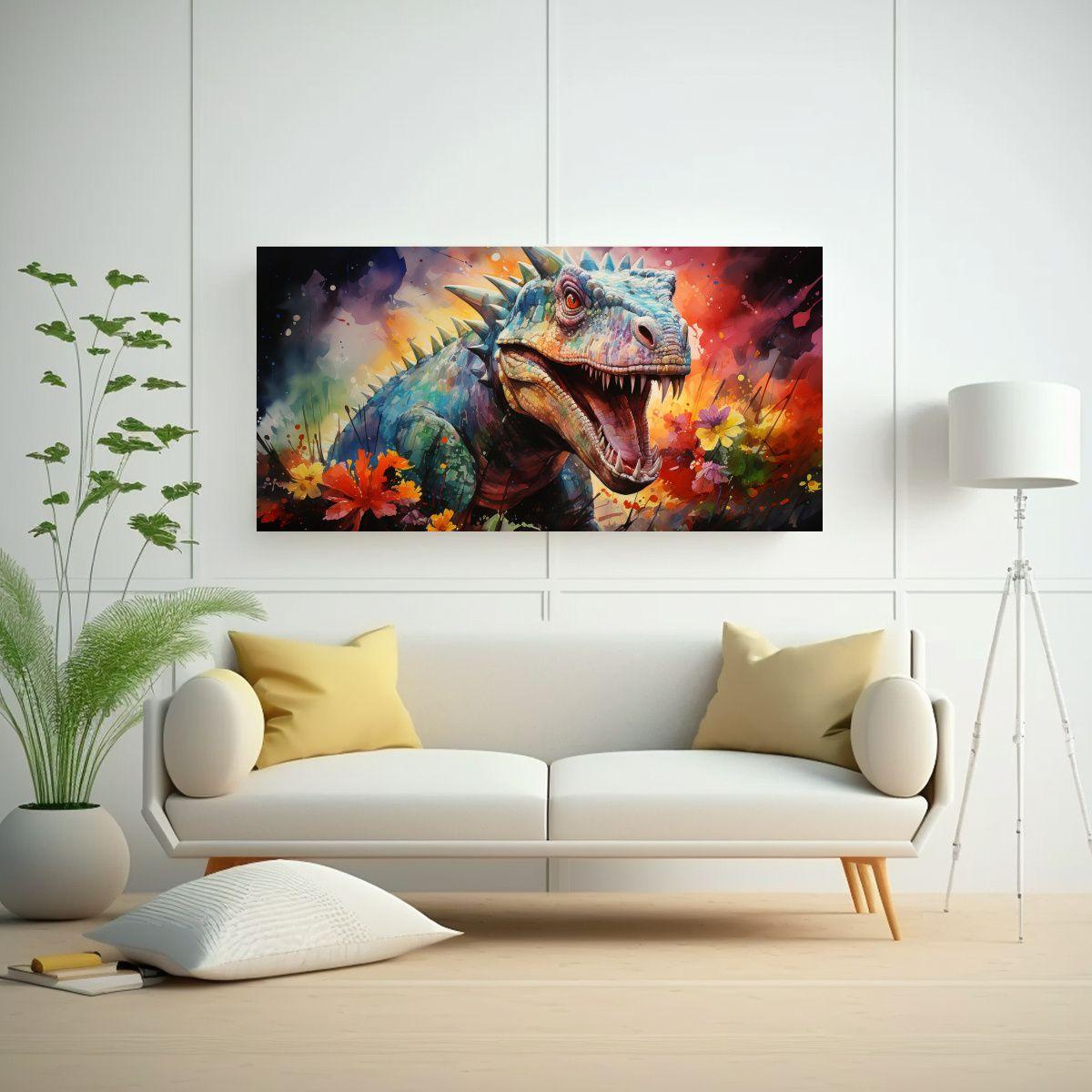 Cuadro Vanguardia Motivo Stegosaurio Acuarelas 40x20cm-2