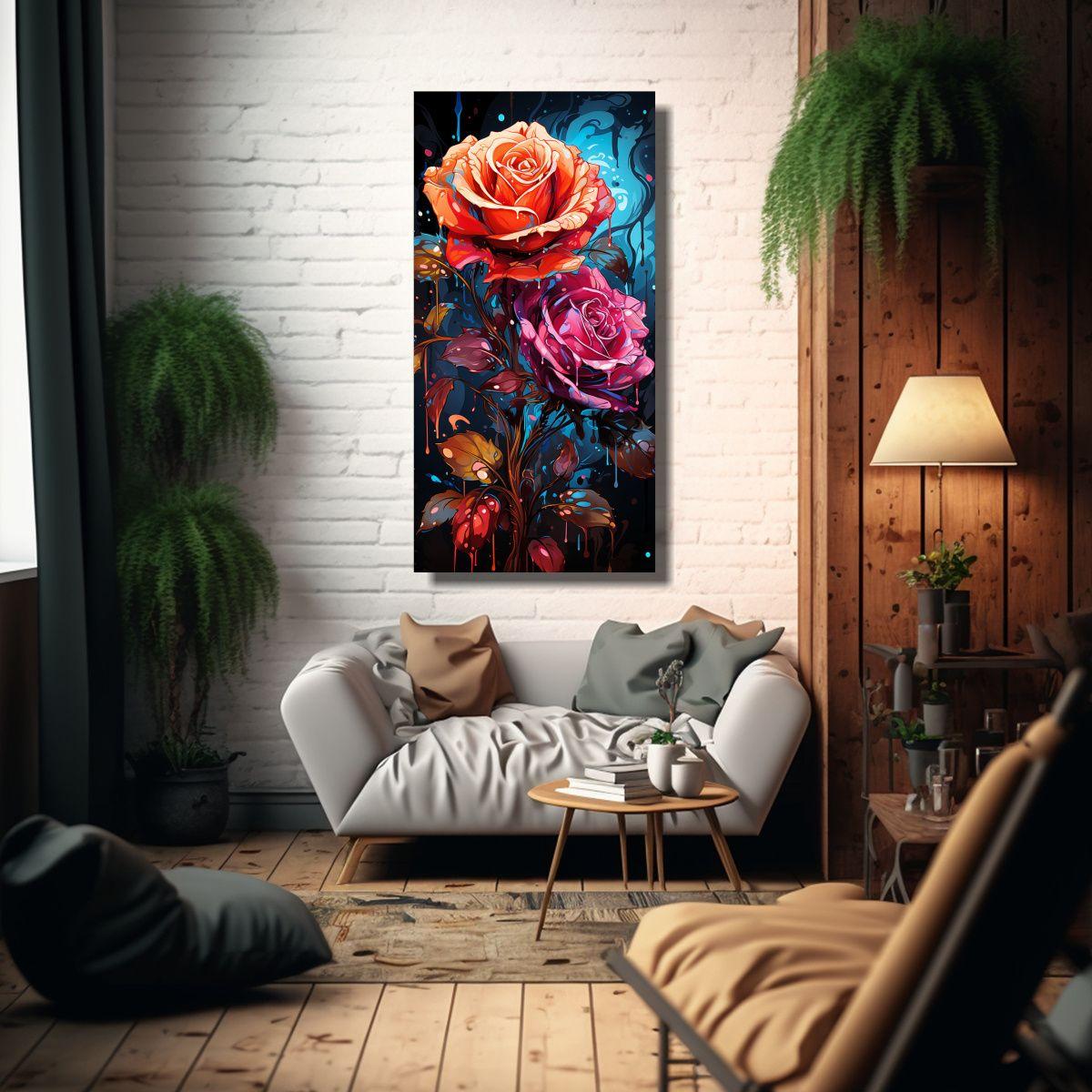 Cuadro Graffiti Estilo Rosa Con Colores 40x80cm-2