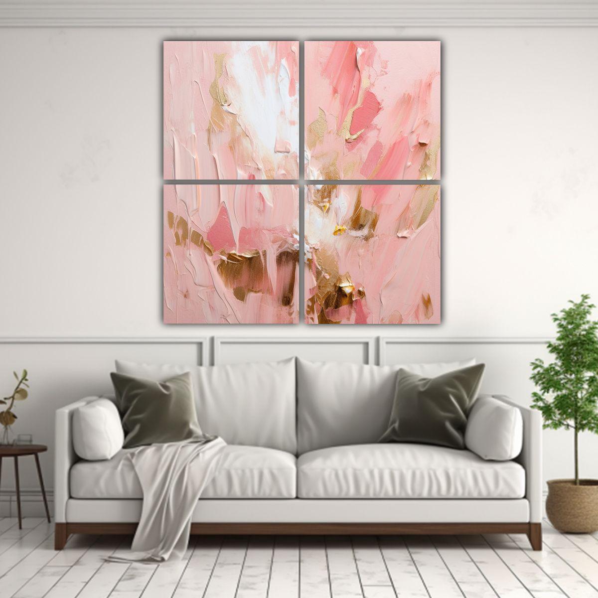 4 Cuadros Abstracto Inspiración Pinceladas 140x140 Cm-2