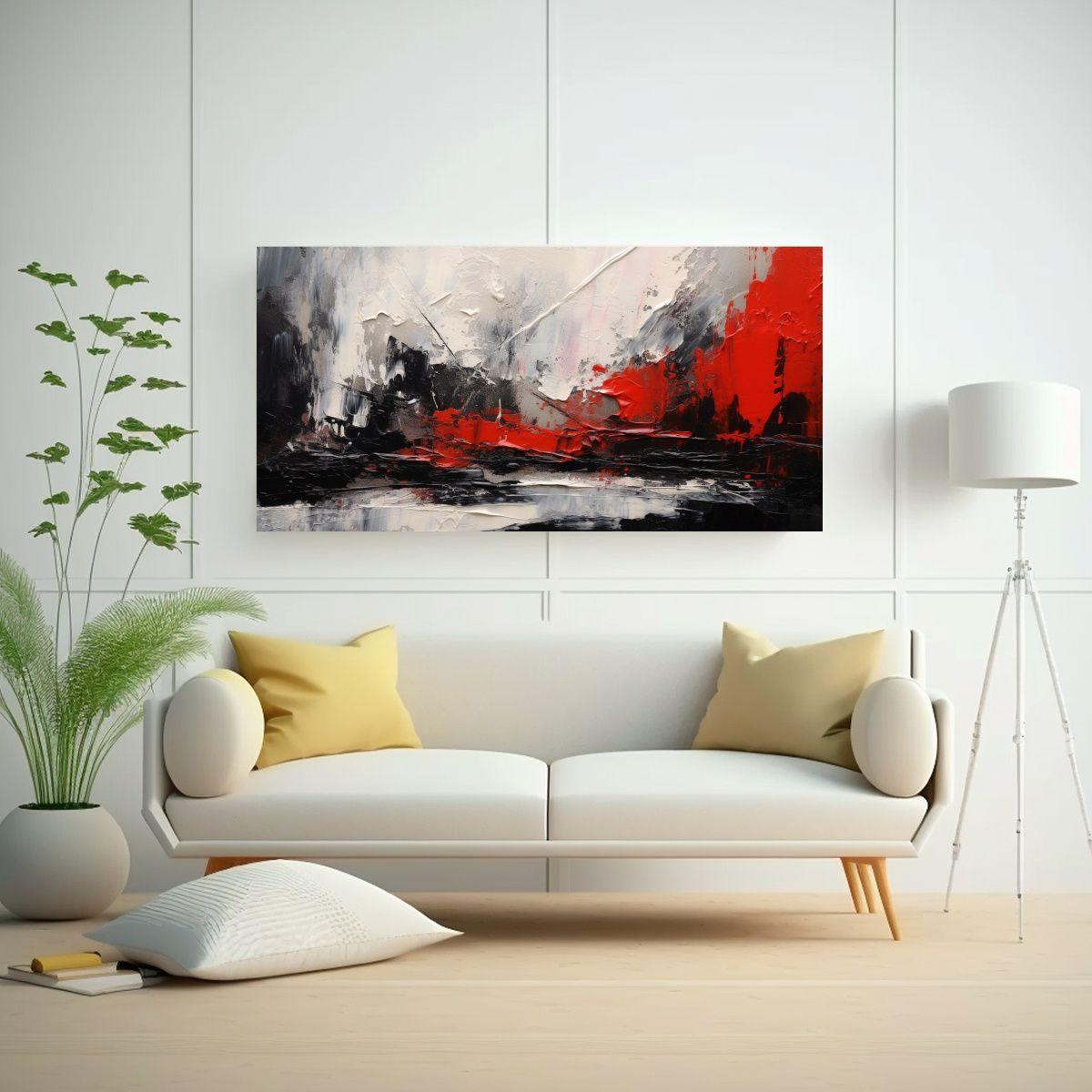 Cuadro Abstracto Lienzo Con Delicadas Líneas 80x40cm-2