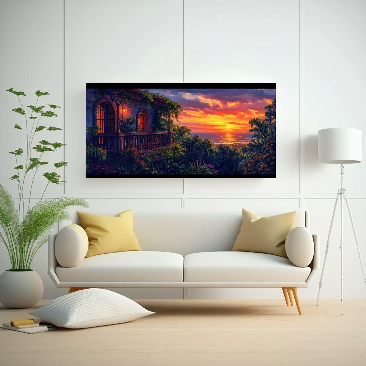 Pintura Fantasía Oscura Estilo Gráfico Alegre 100x50cm-2