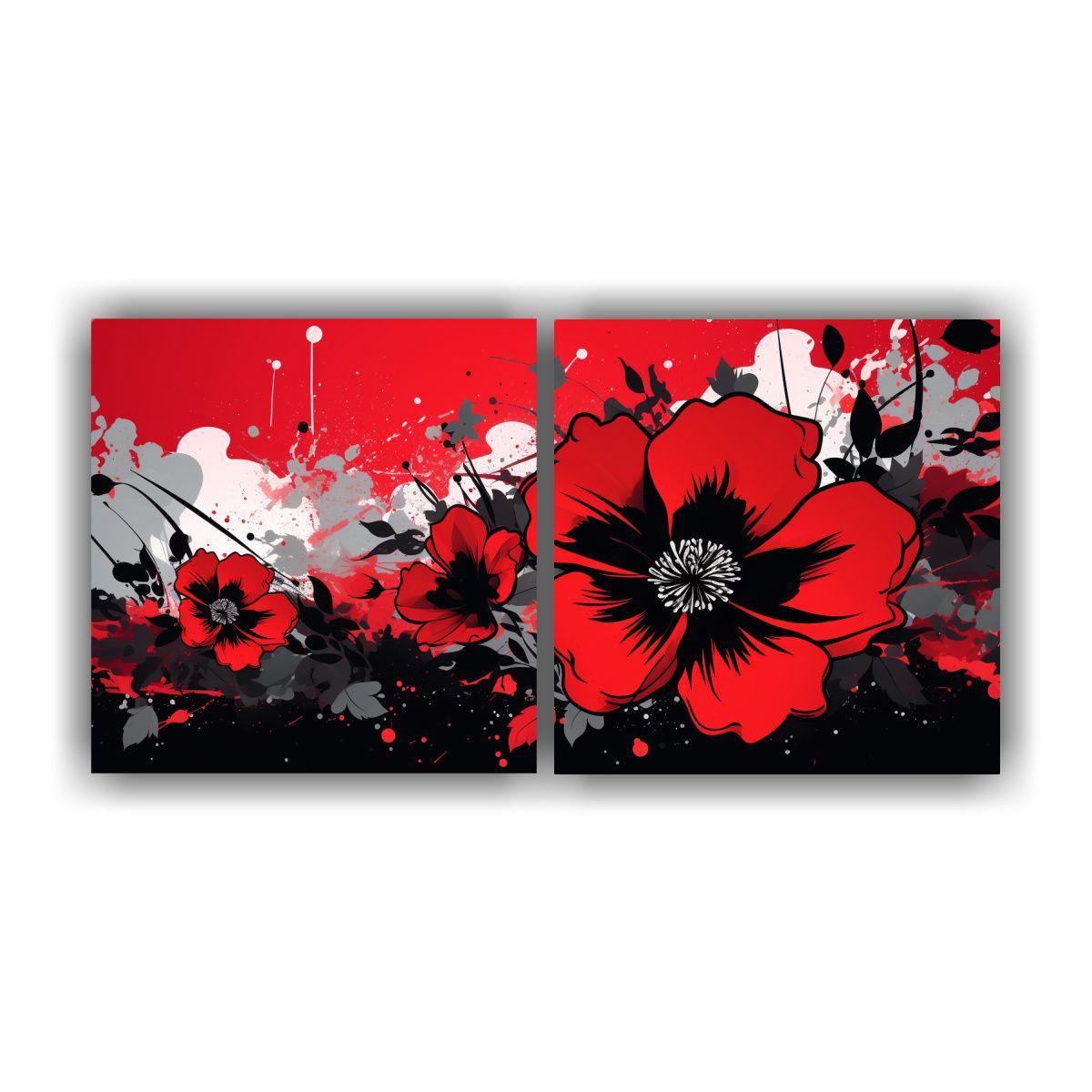 Set 2 Cuadros Calidos Estrellados En Colores Rojo 160x80 Cm-0