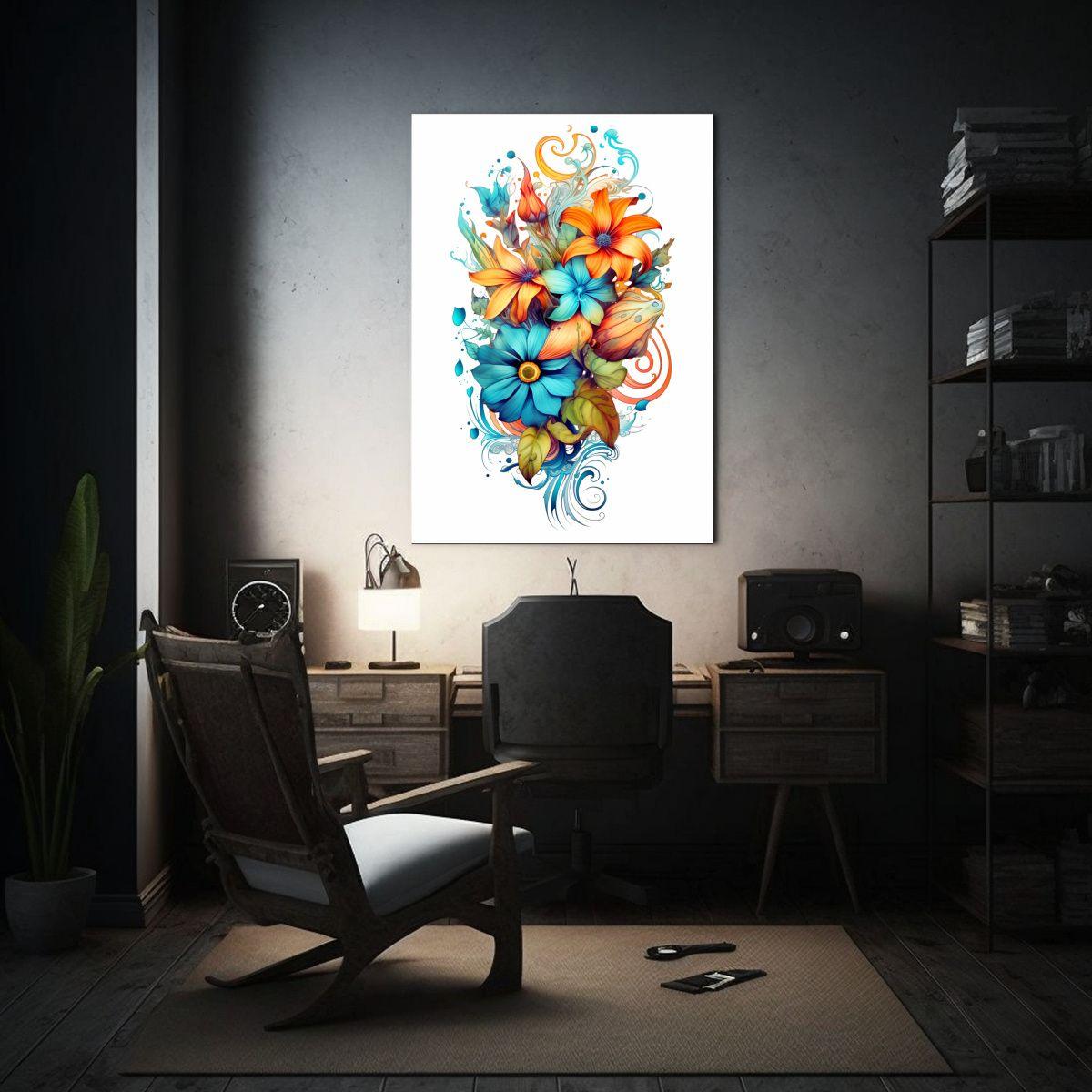 Cuadro Estilo Galería Diseño Floral De Colores 50x65cm-2