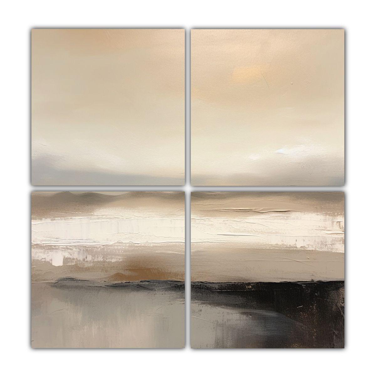 Pintura De Paisaje Abstracto Minimalista En Tonos 40x40 Cm-0