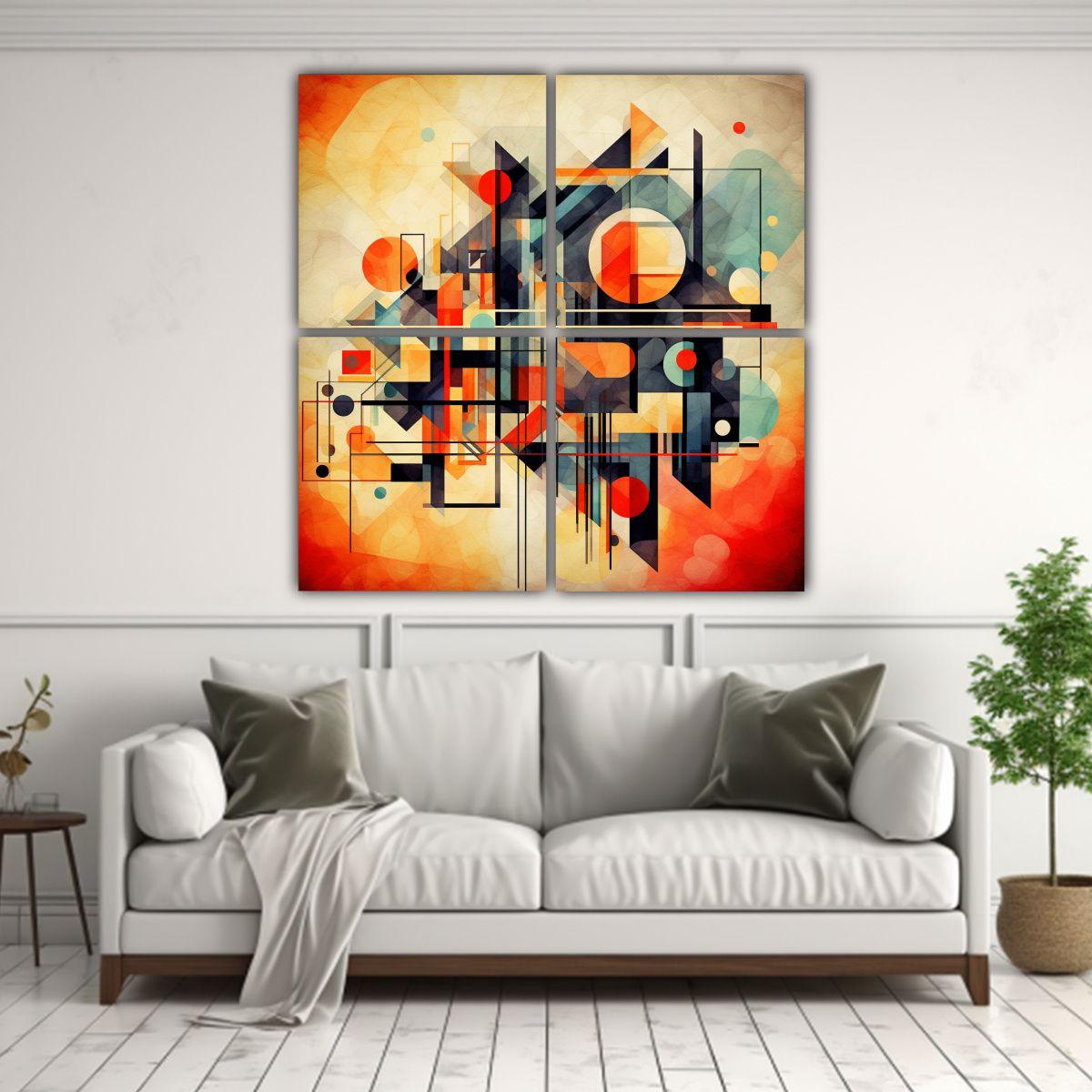 Pintura Decorativa Abstracta Geométrica 200x200 Cm-2