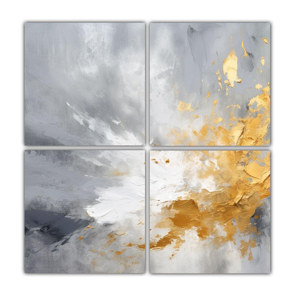 Cuadriptico Abstracto Atmosférico Inspiración 80x80 Cm-0