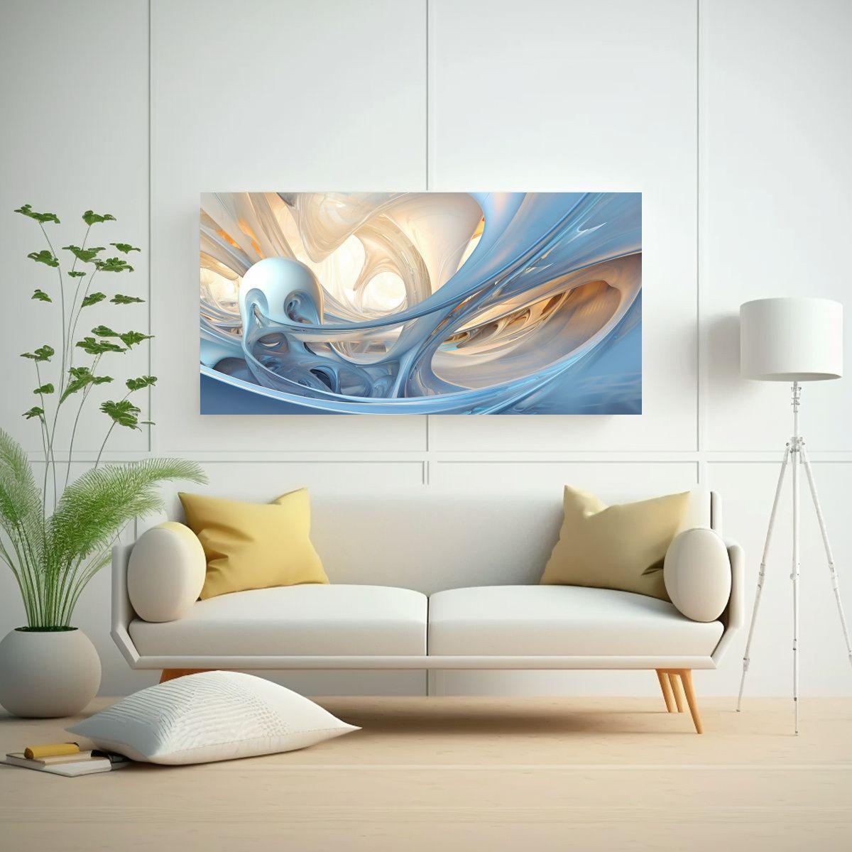 Pinturas De Decoración Retrofuturista Azul Claro 100x50cm-2