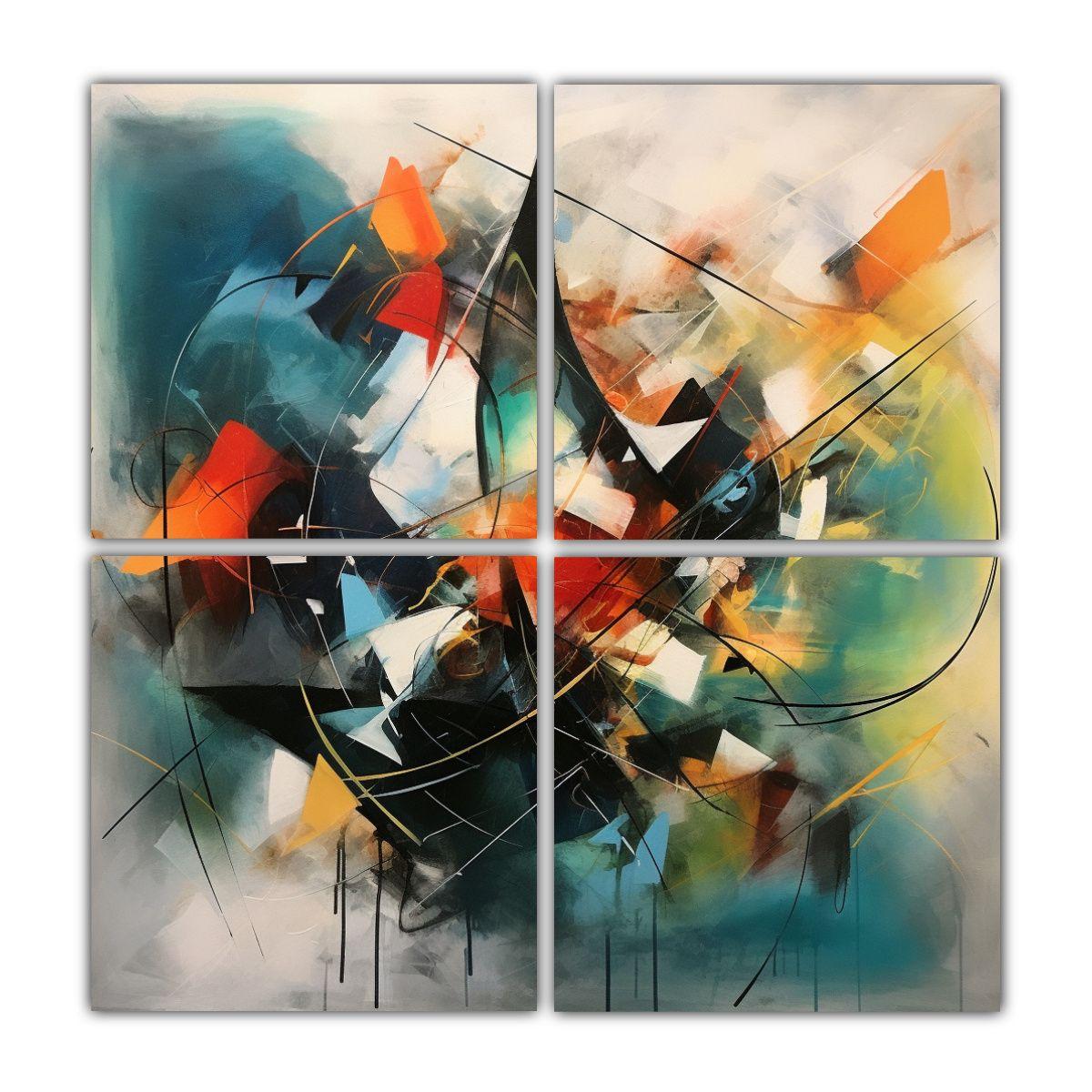 Cuadriptico Abstracto Inspiración Poder 140x140 Cm-0