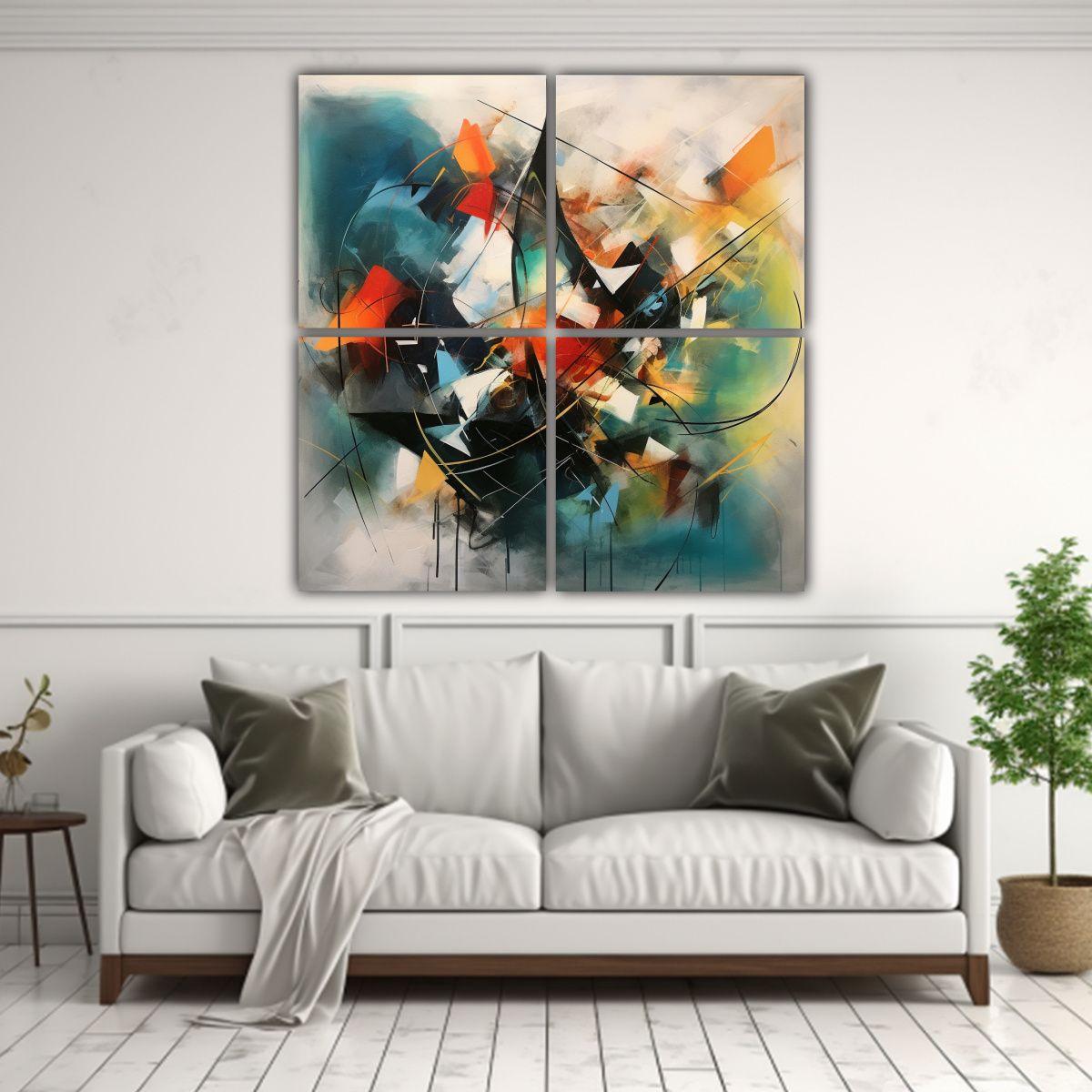Cuadriptico Abstracto Inspiración Poder 140x140 Cm-2