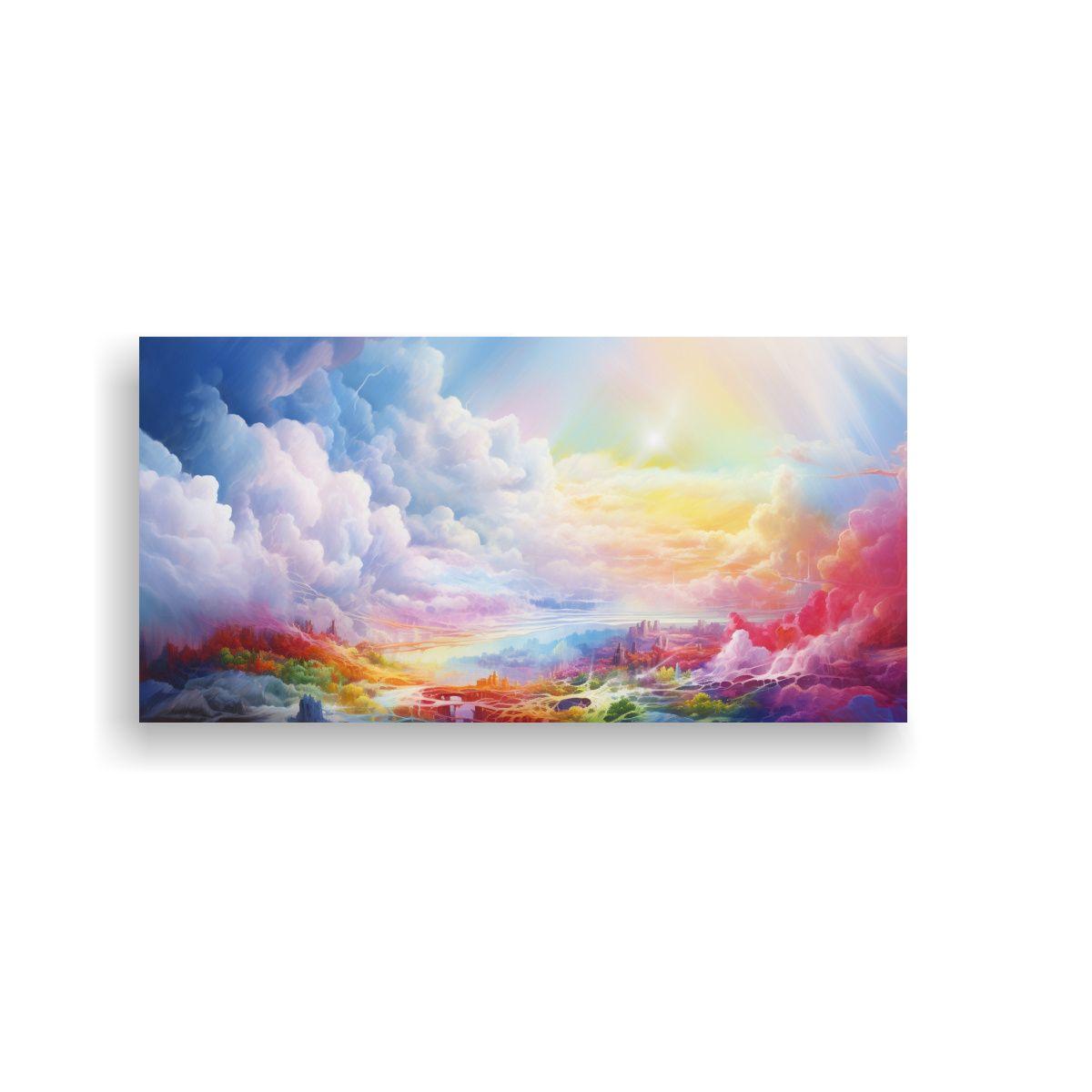 Cuadro Abstracto Paisaje Con Arcoíris Y Colores 140x70cm-0