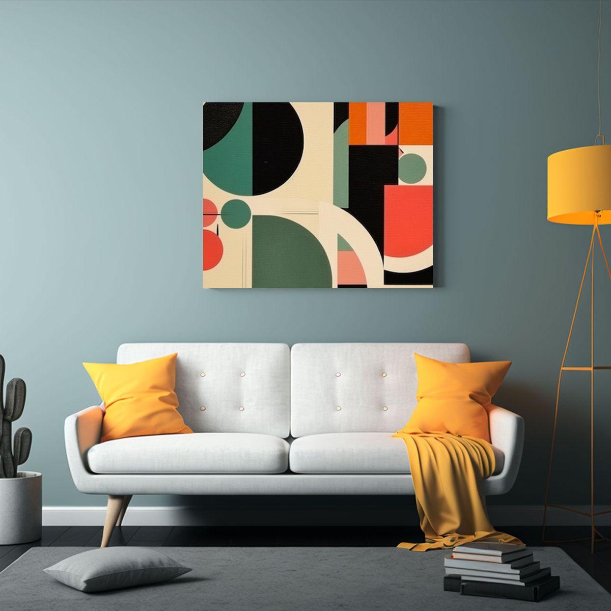 Decoración Abstracta Geométrica Grabado En Madera Seda Pat 40x30cm-2