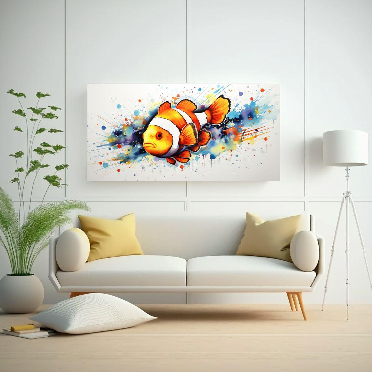Decoración De Pared Clownfish Acuarela Estilo Pin 40x20cm-2