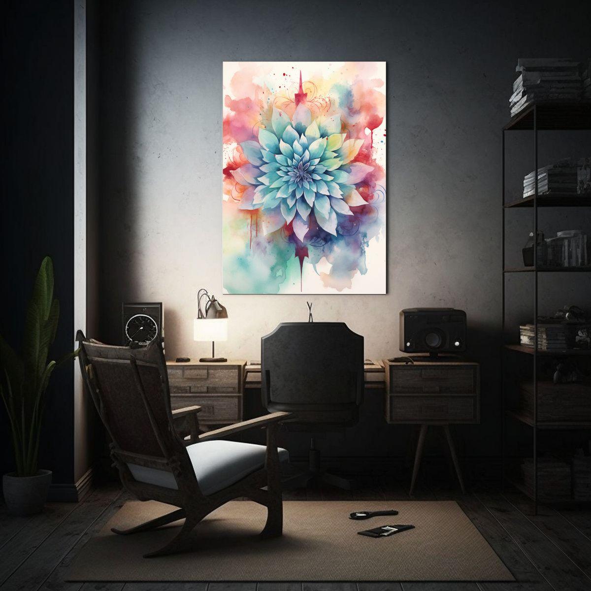 Cuadro Contemporáneo De Mandala Acuarela En Forma 40x50cm-2