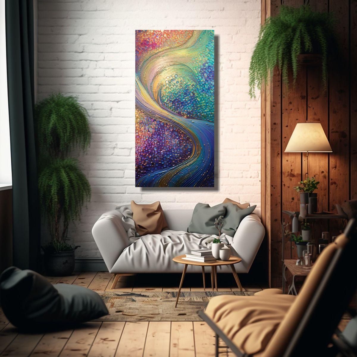 Pintura De Pared Luminosa En Estilo Puntillista 50x100cm-2