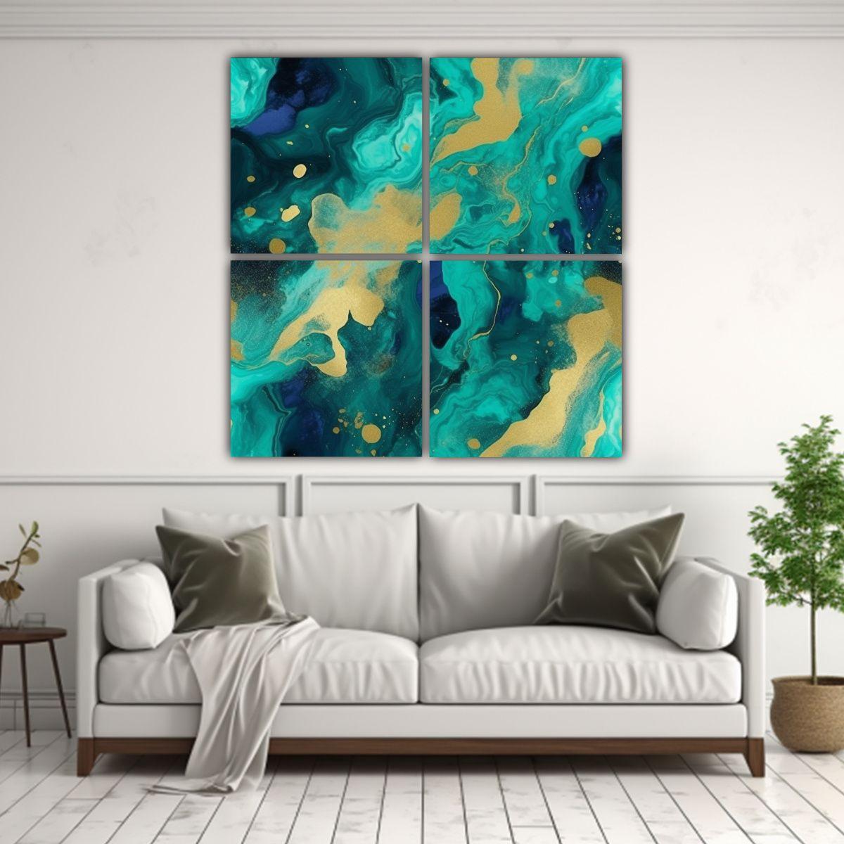 Cuatro Cuadros De Tela Abstractos Con Textura De 60x60 Cm-2