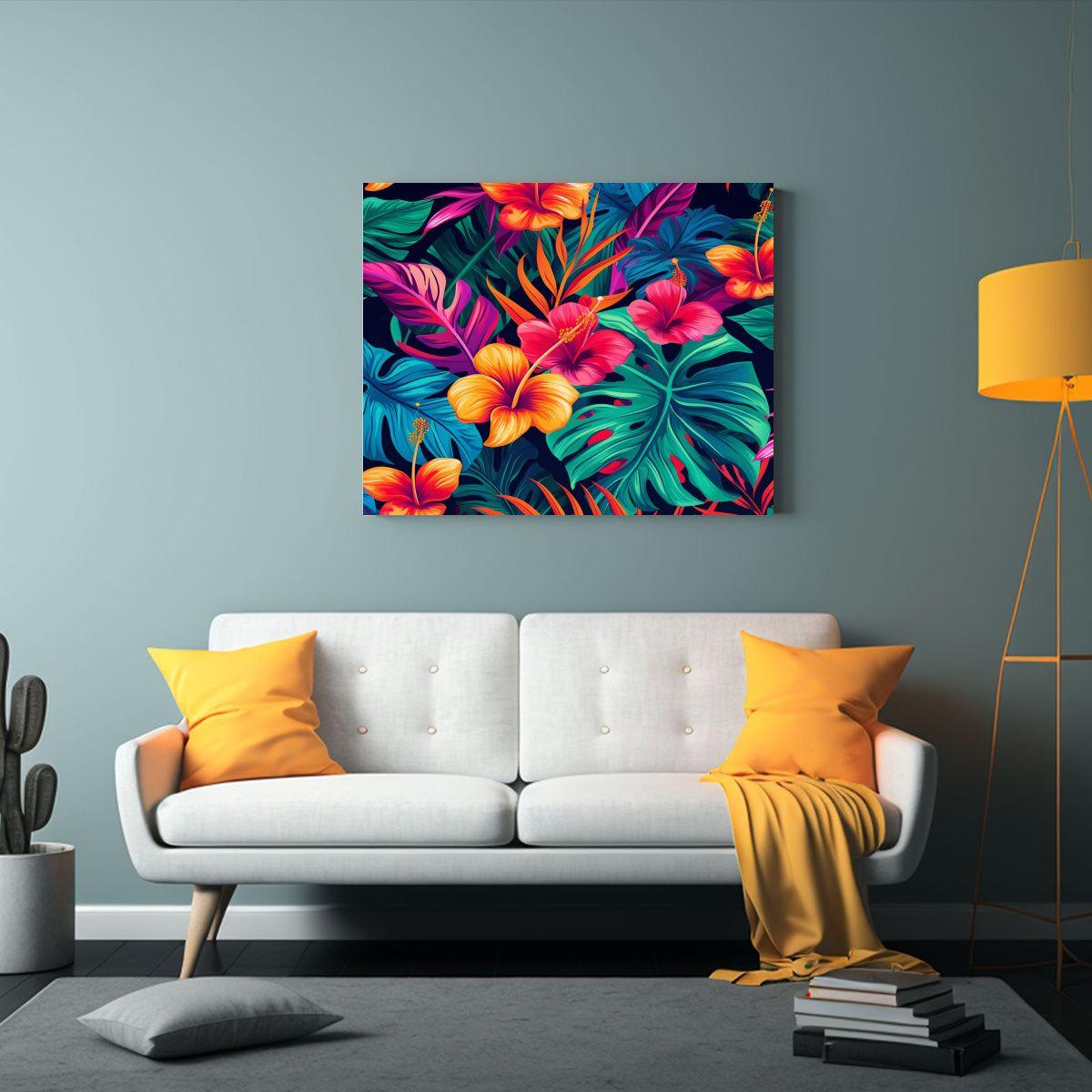 Arte Abstracto Tropical Equilibrado En Colores Comprado Dise 50x40cm-2