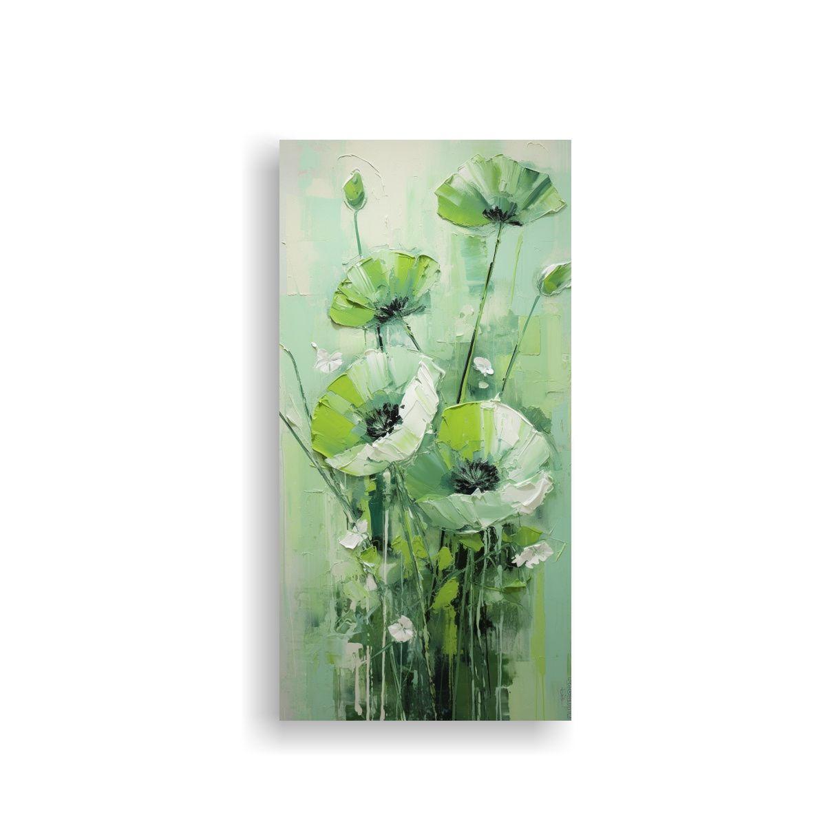 Pintura Movimiento De Color Verde En Lienzo 40x80cm-0