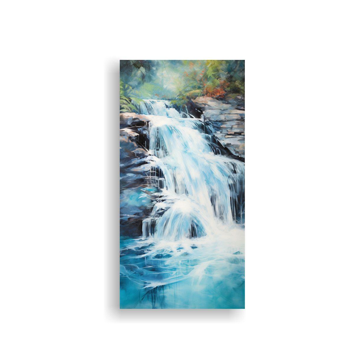 Cuadro Abstracto De Una Cascada Tranquila En 40x80cm-0