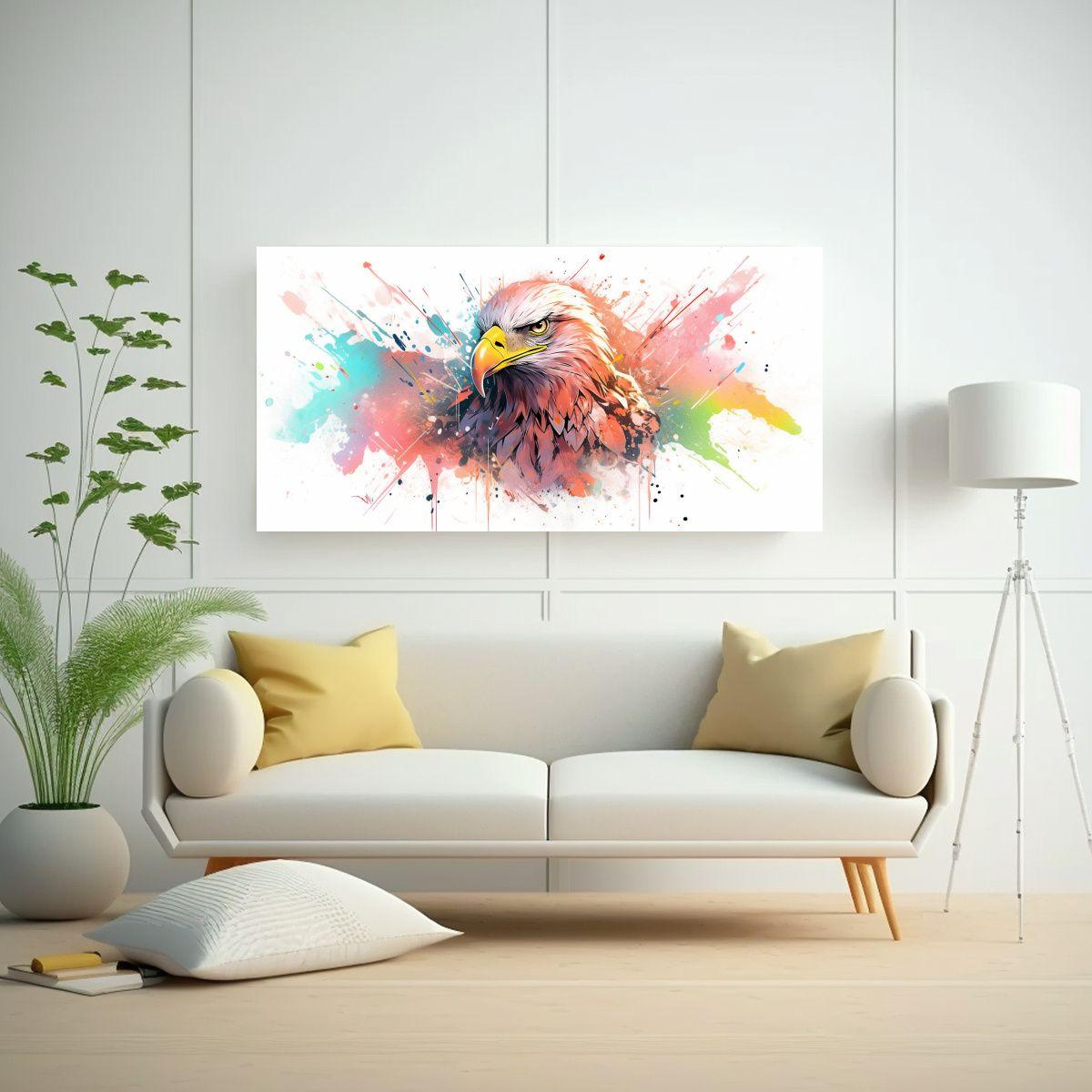 Pintura Abstracta Majestuosa De Águila En Colores 140x70cm-2