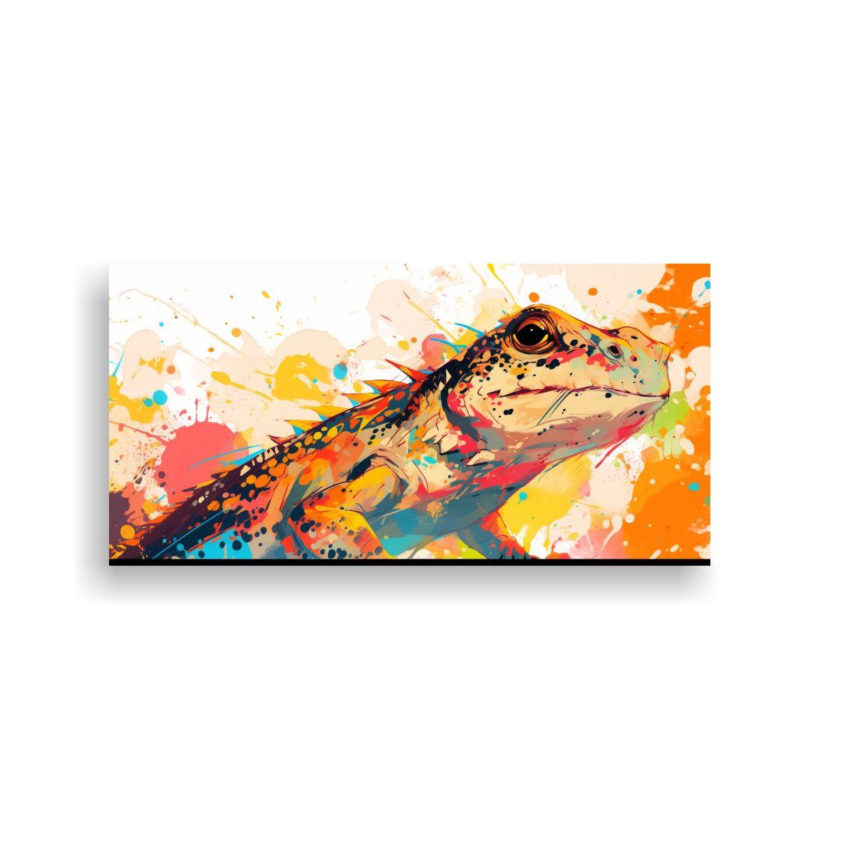 Pintura De Arte Pop Neo De Reptil En Colores 140x70 Cm-0