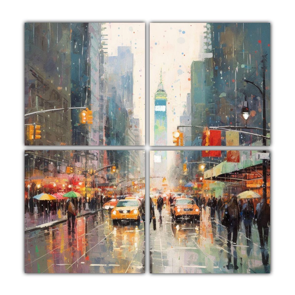 Cuadro Lluvia Tormenta Nueva York Armonía Color 180x180 Cm-0