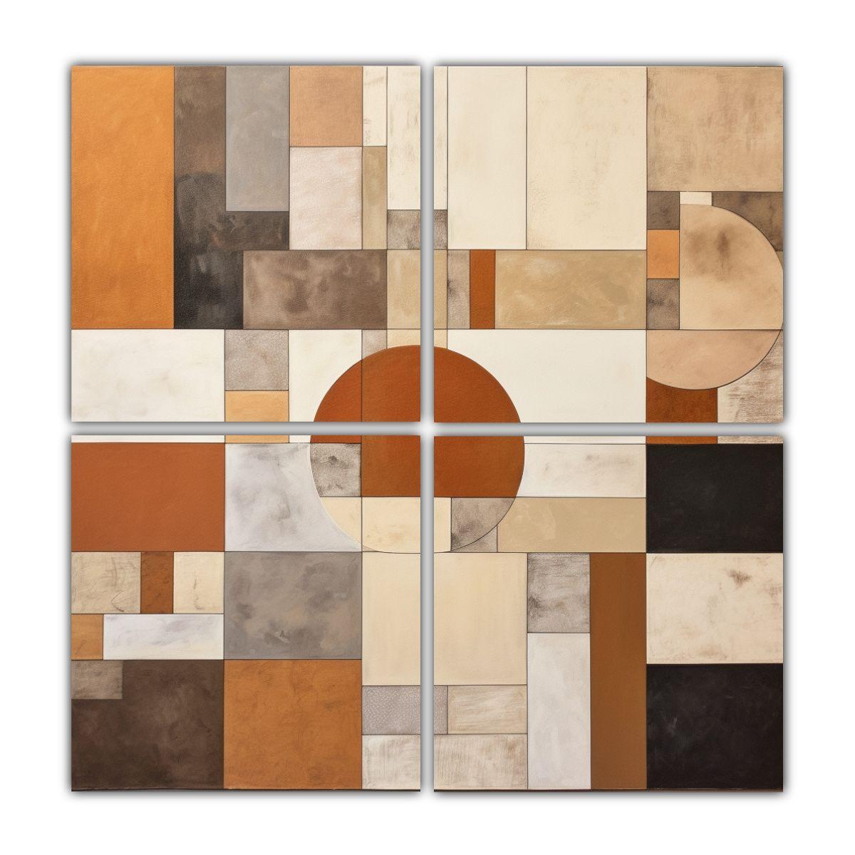 Cuadros Abstractos Con Colores Terrosos 80x80 Cm-0