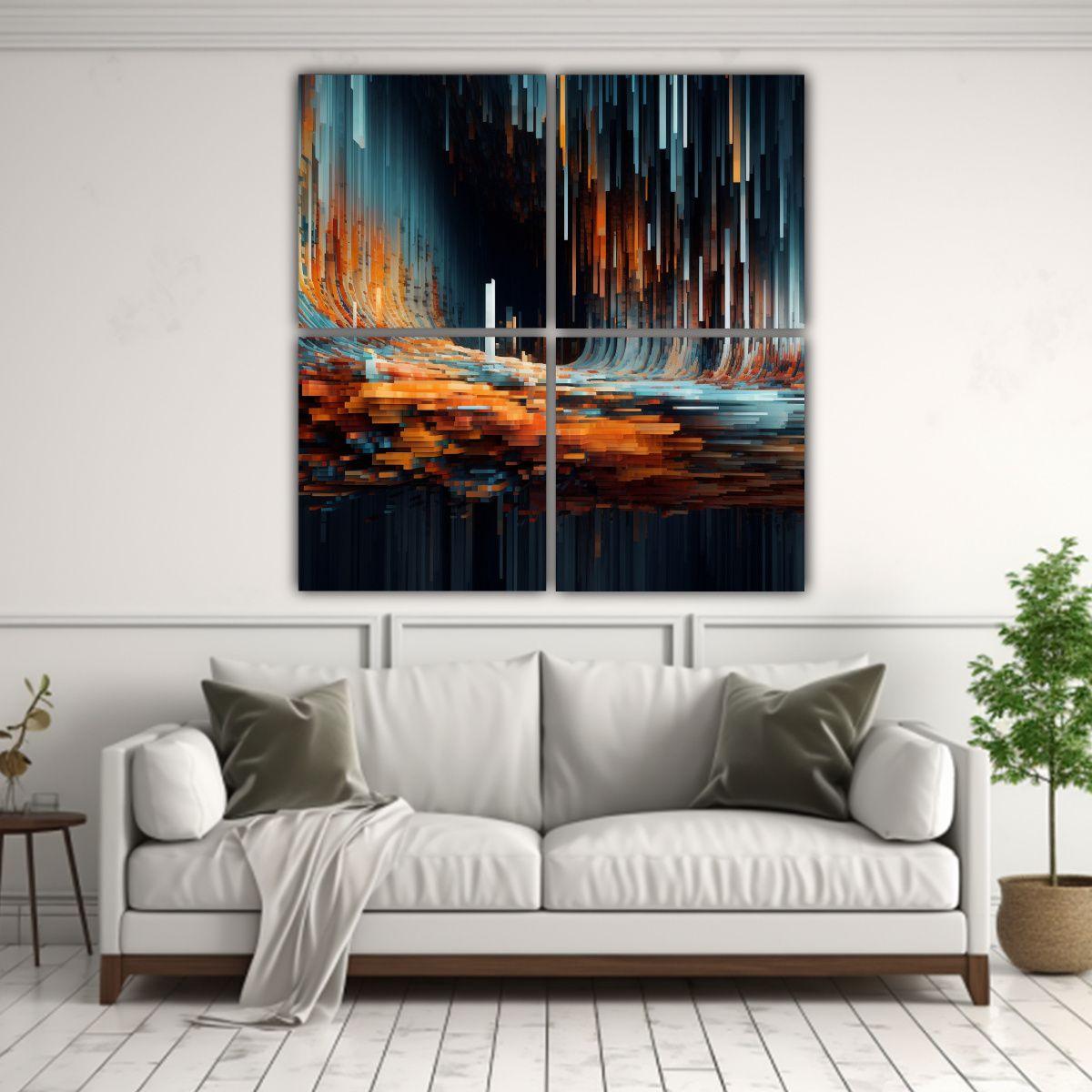 Cuadriptico Abstracto De Composición Exposición 140x140 Cm-2