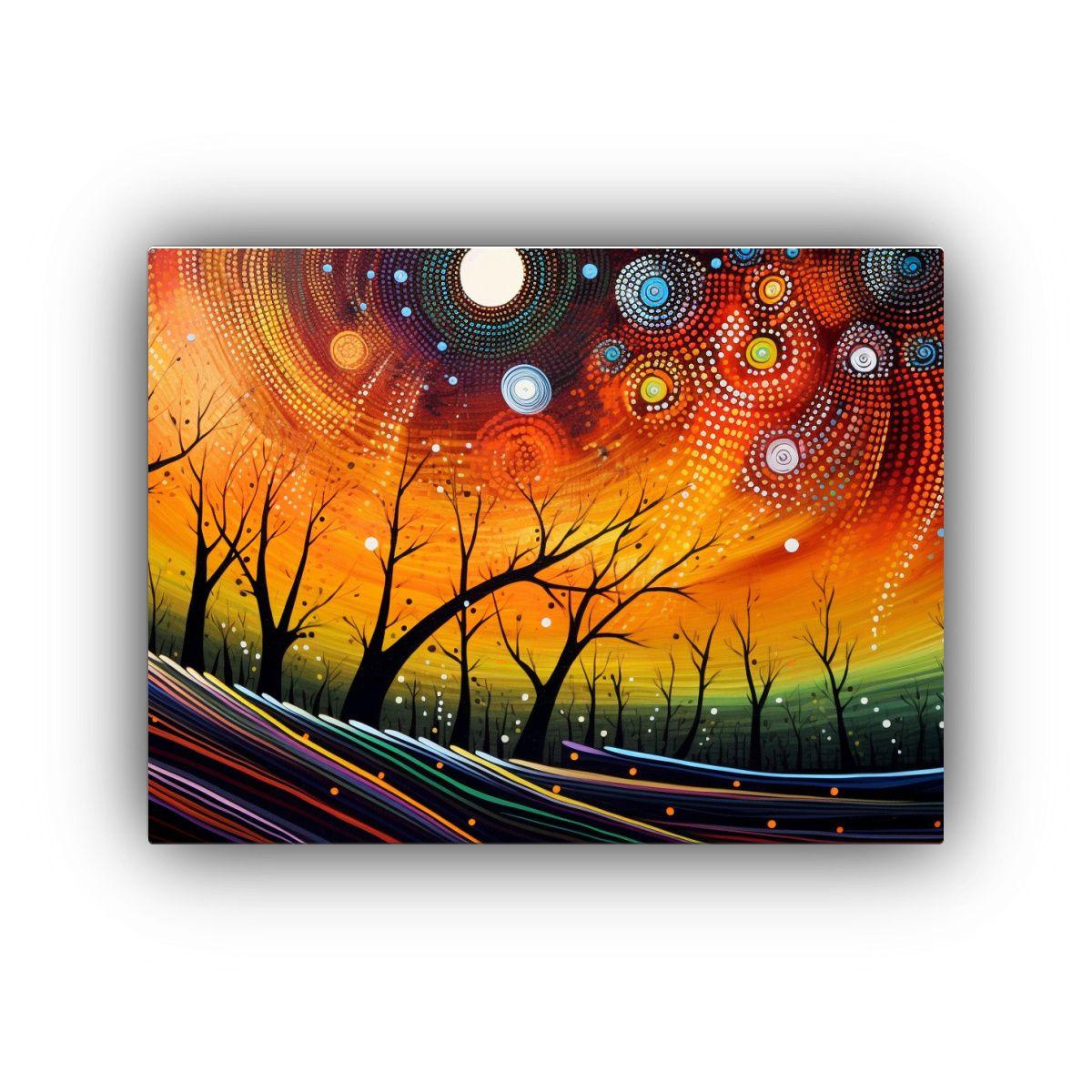 Pintura Aborigen Australiana De Estrellas Y El Equilibrio C 30x20cm-0