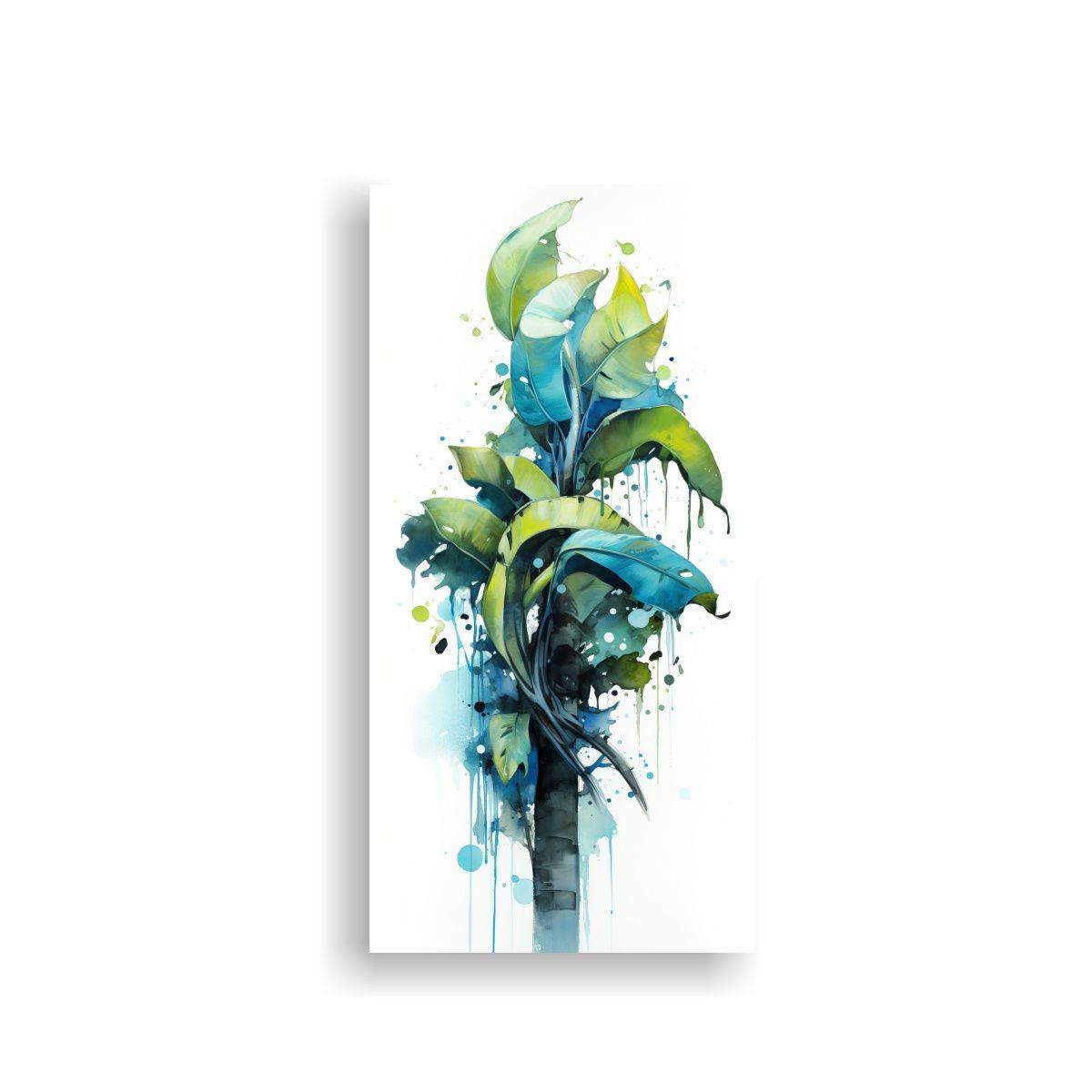 Cuadro Abstracto De Colores Turquesa Y Azul Para 50x100cm-0