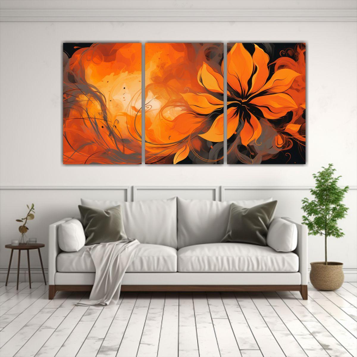 Conjunto 3 Lienzos Tema Naranja Ambiente Neonoir 240x120 Cm-2
