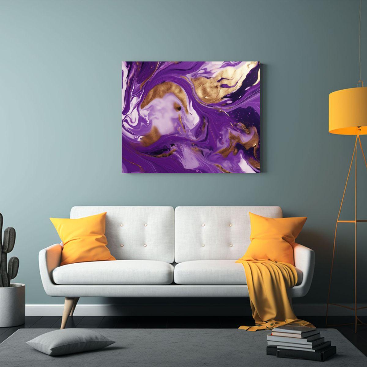 Cuadro Abstracto De Marbling Líquido En Estilo 45x30cm-2