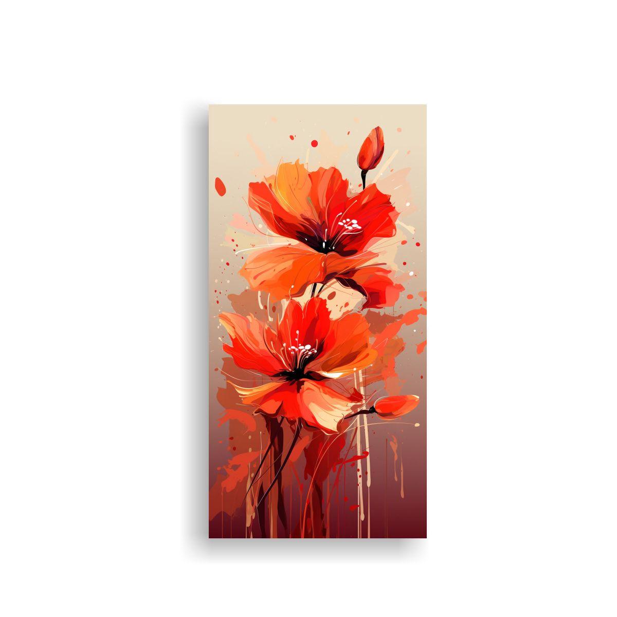 Mural Abstracto En Lienzo, Atmosfera Neonoir Roja 70x140cm-0