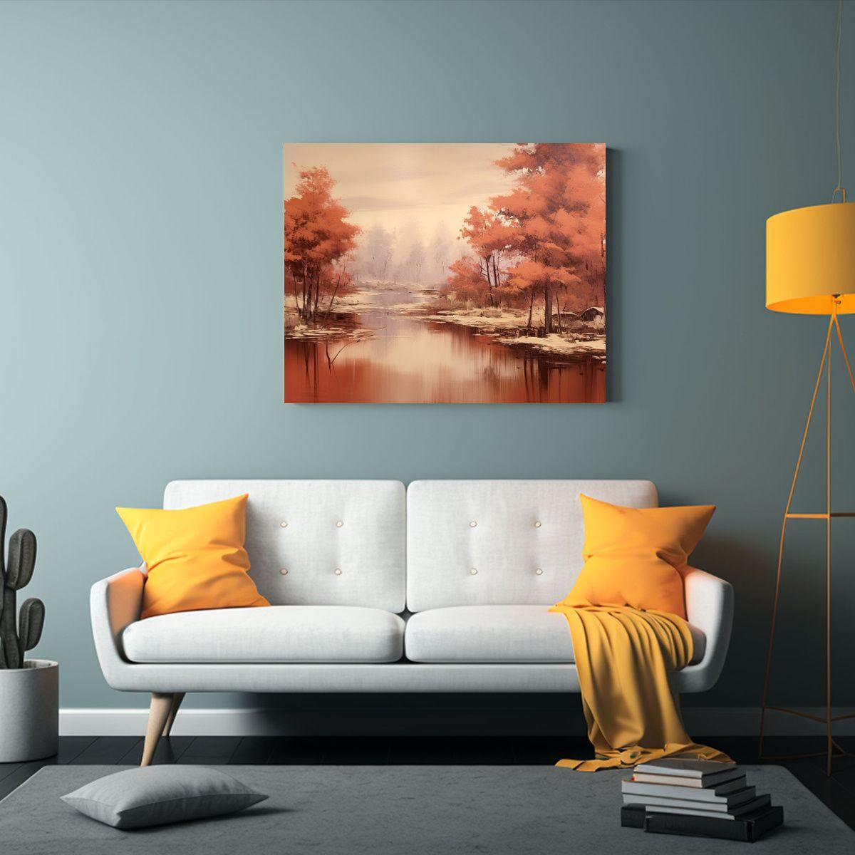 Cuadro Moderno Paisaje Meditativo En Tonos Cobre 60x40cm-2