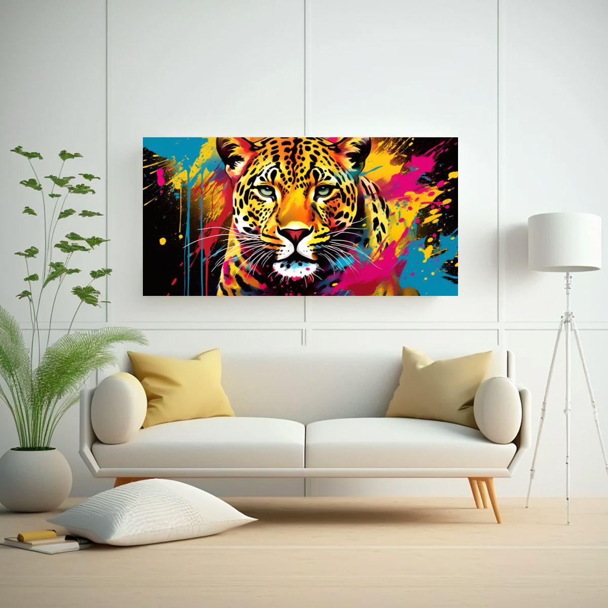Regalo Impreso De Jaguar En Colores Arcoíris Y Do 60x30cm-2