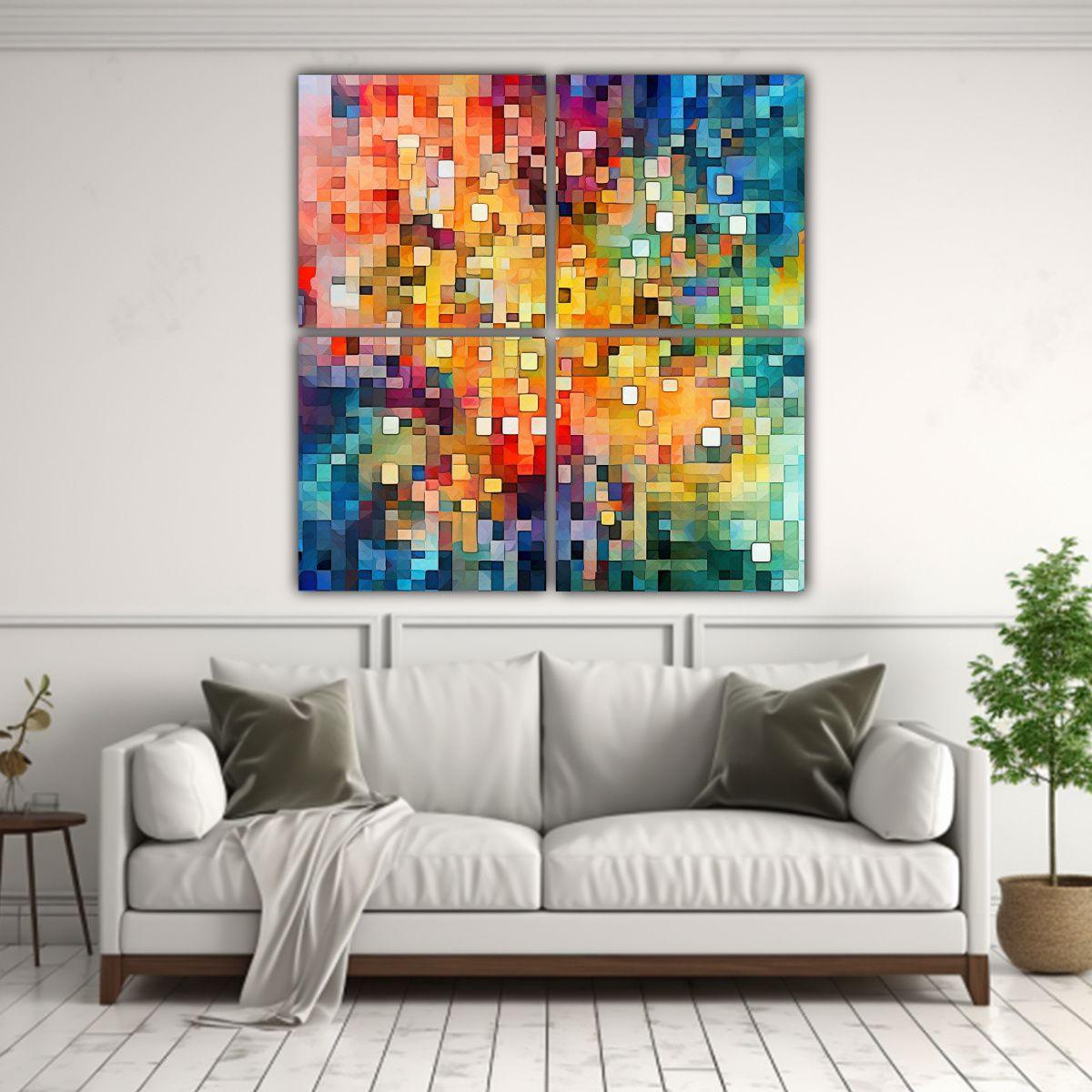 Cuadros Acuarela Rectangular Con Patrón Caótico 120x120 Cm-2